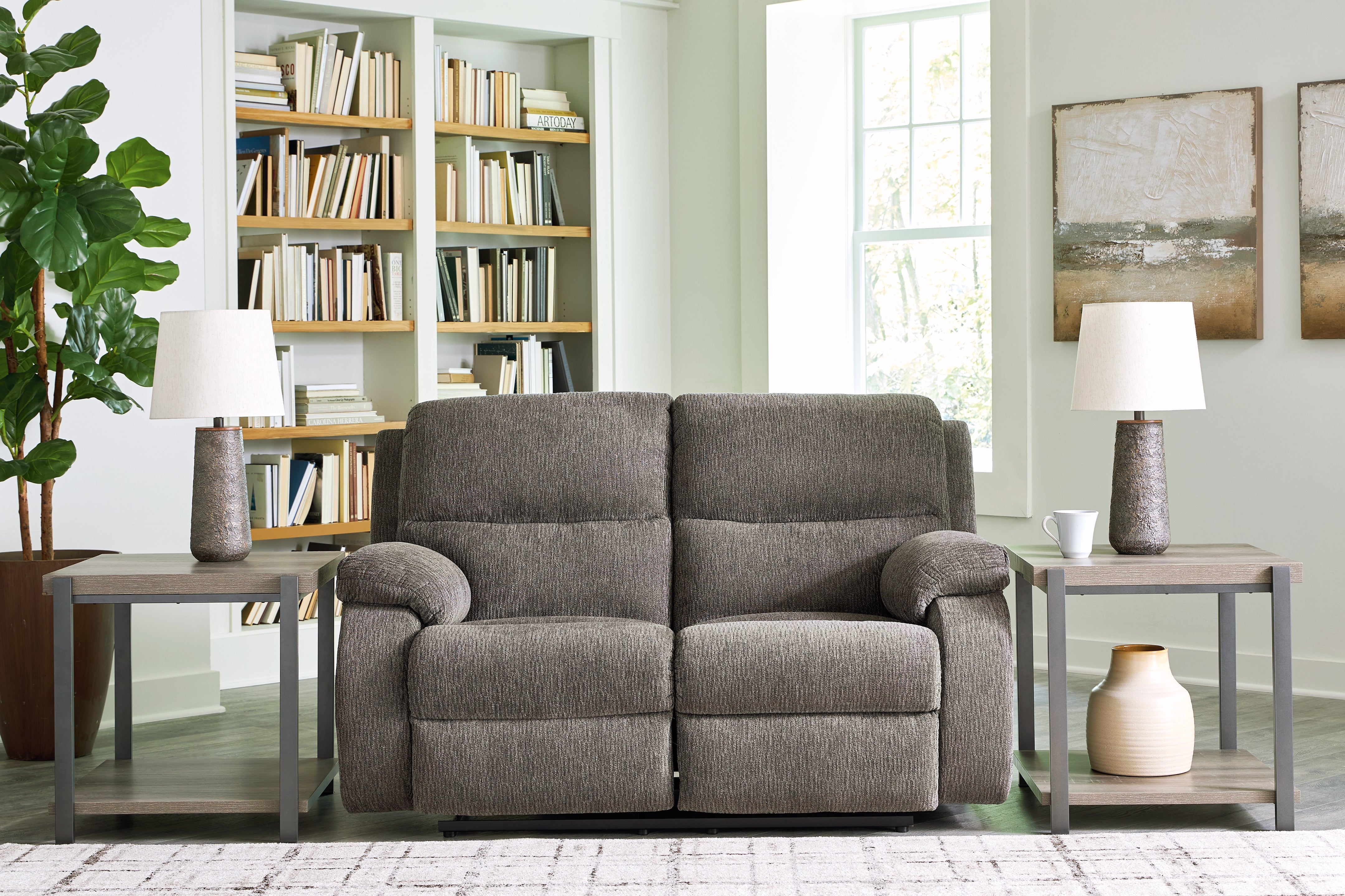 Elite Furniture Outlet - Ashley Furniture - Scranto Living Room - Reclining Loveseat / Brindle - 6650286