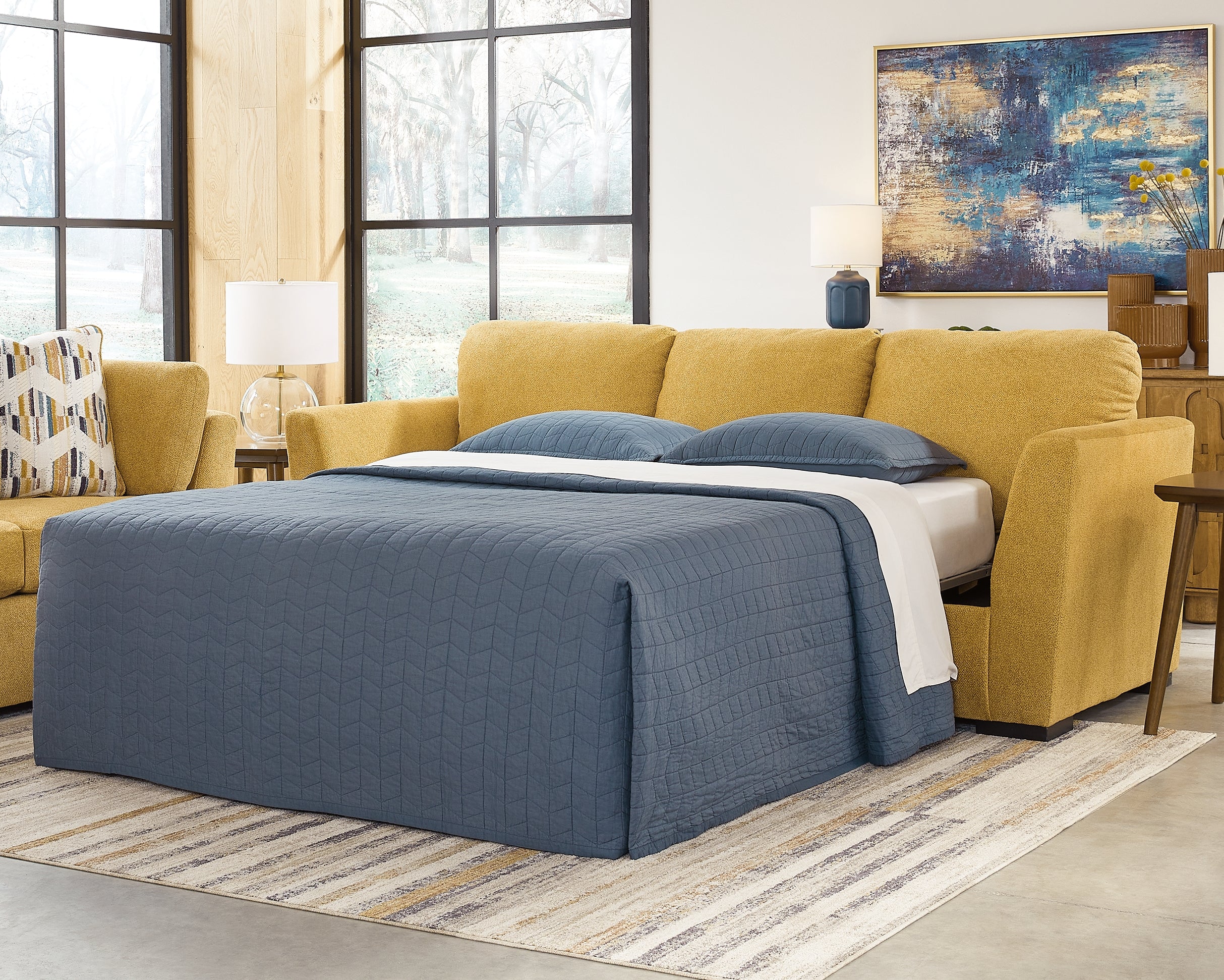 Elite Furniture Outlet - Ashley Furniture - Keerwick Living Room - Queen Sofa Sleeper / Sunflower - 6750639