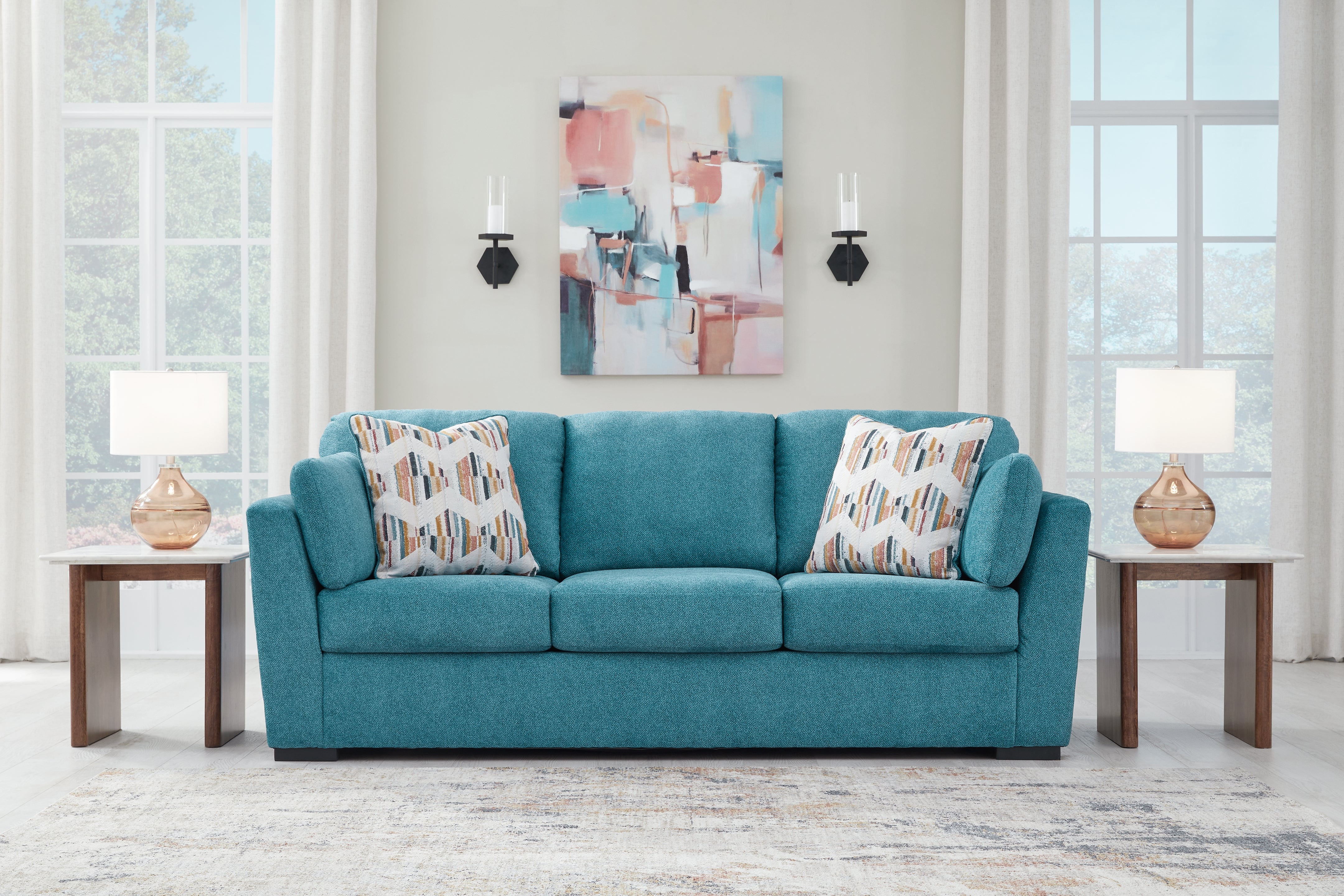 Elite Furniture Outlet - Ashley Furniture - Keerwick Living Room - Sofa / Teal - 6750738