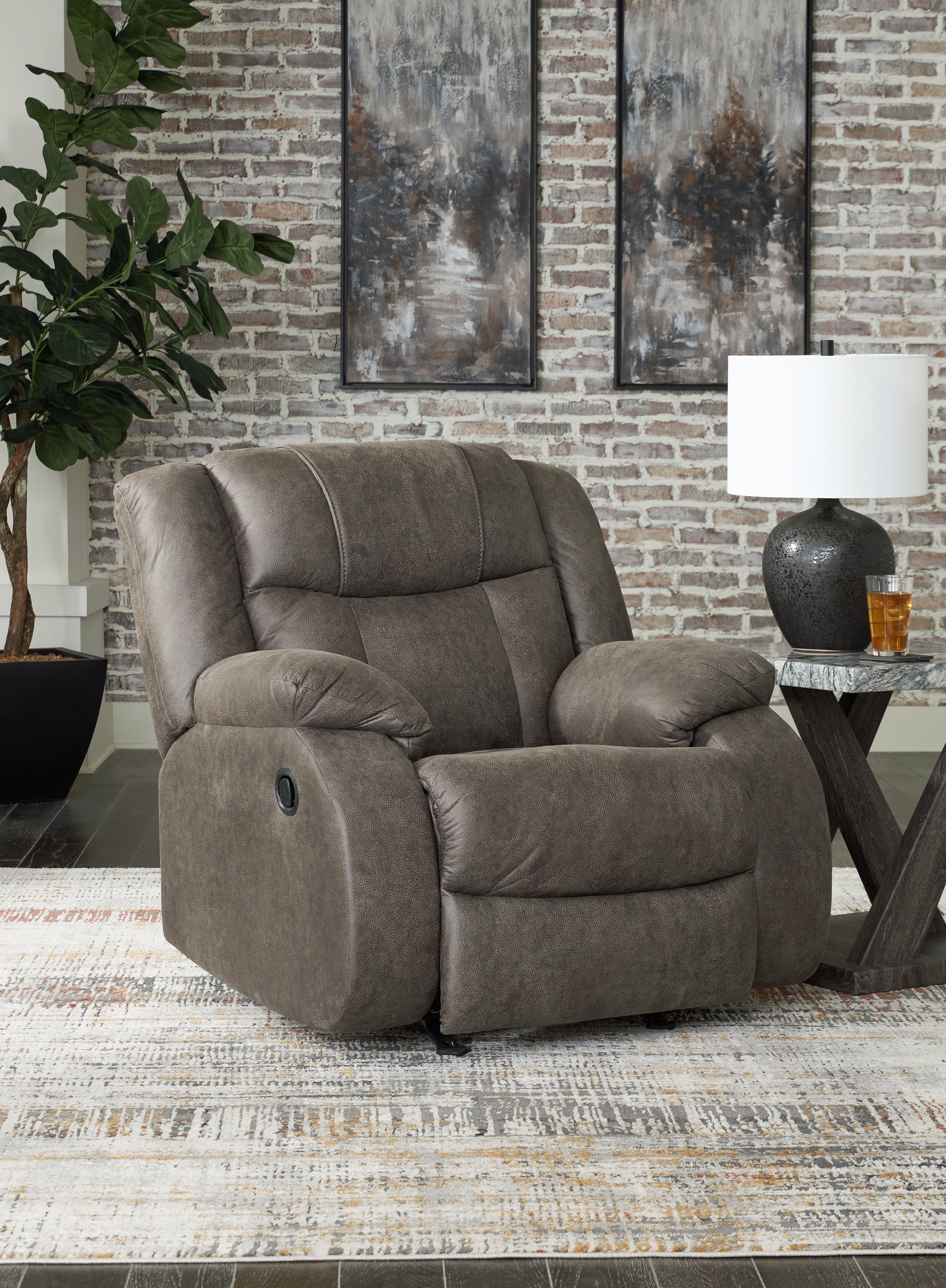 Elite Furniture Outlet - Ashley Furniture - First Base Living Room - Rocker Recliner / Gunmetal - 6880425