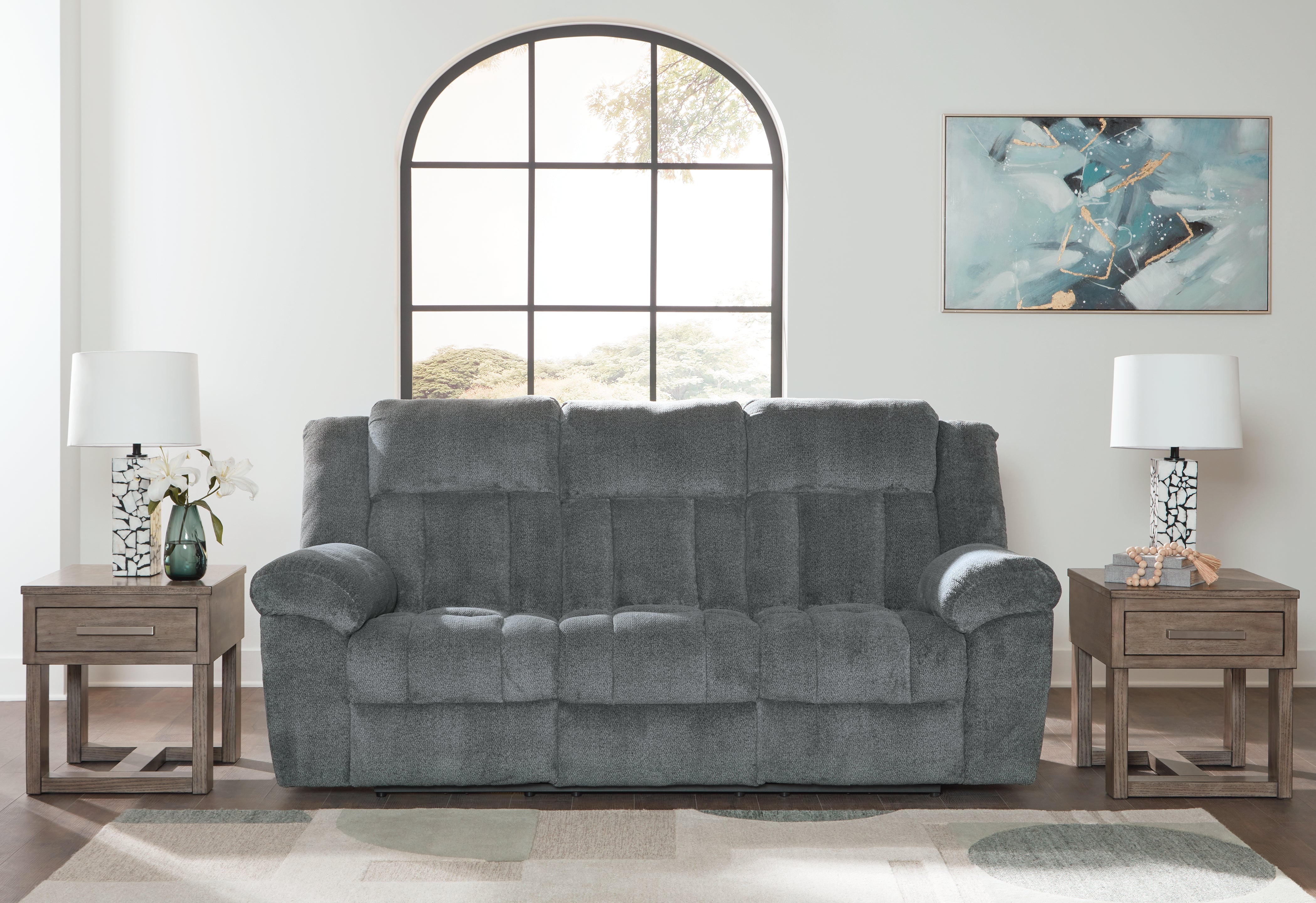 Elite Furniture Outlet - Ashley Furniture - Tip-Off Living Room - PWR REC Sofa with ADJ Headrest / Slate - 6930415