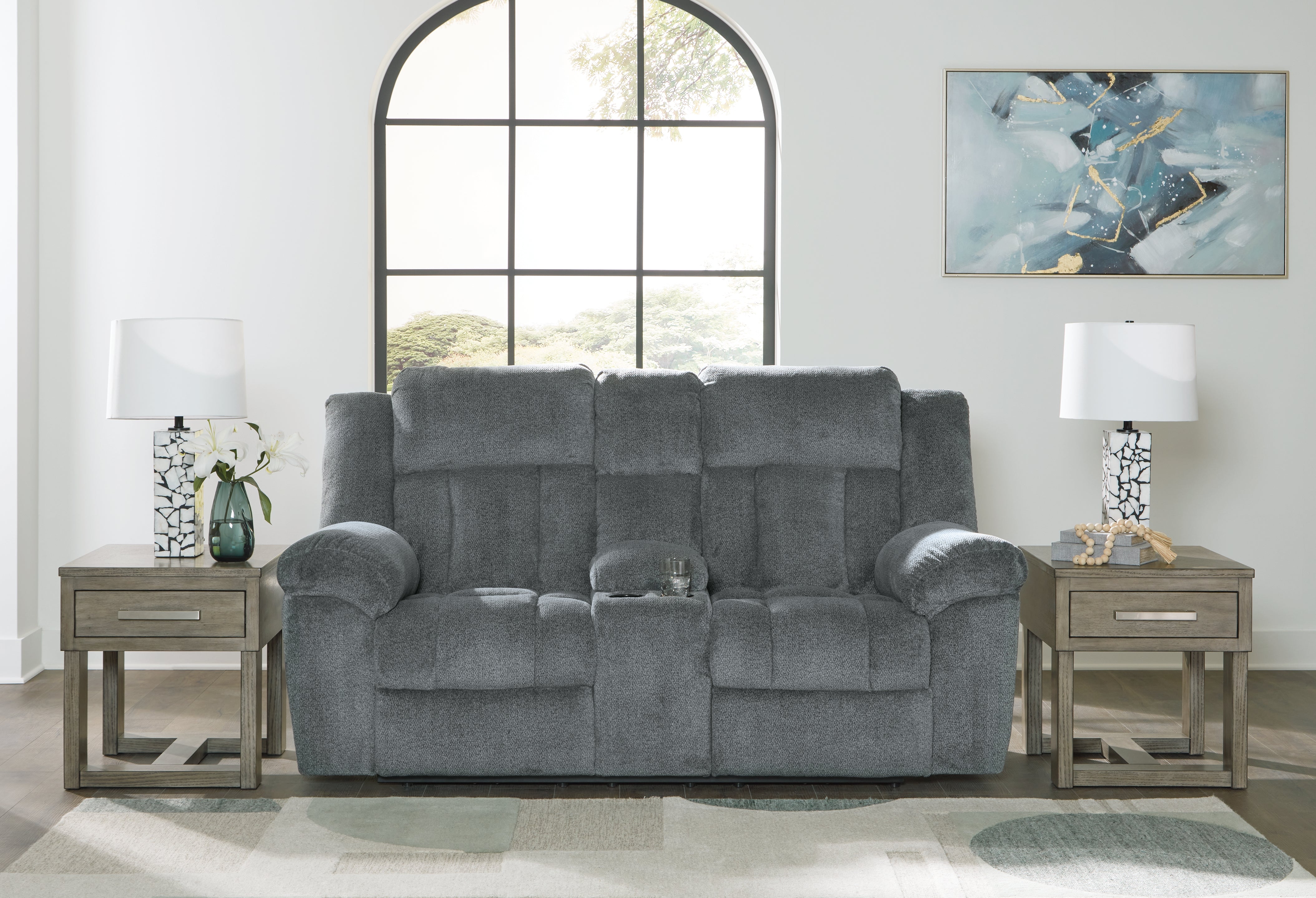 Elite Furniture Outlet - Ashley Furniture - Tip-Off Living Room - PWR REC Loveseat/CON/ADJ HDRST / Slate - 6930418
