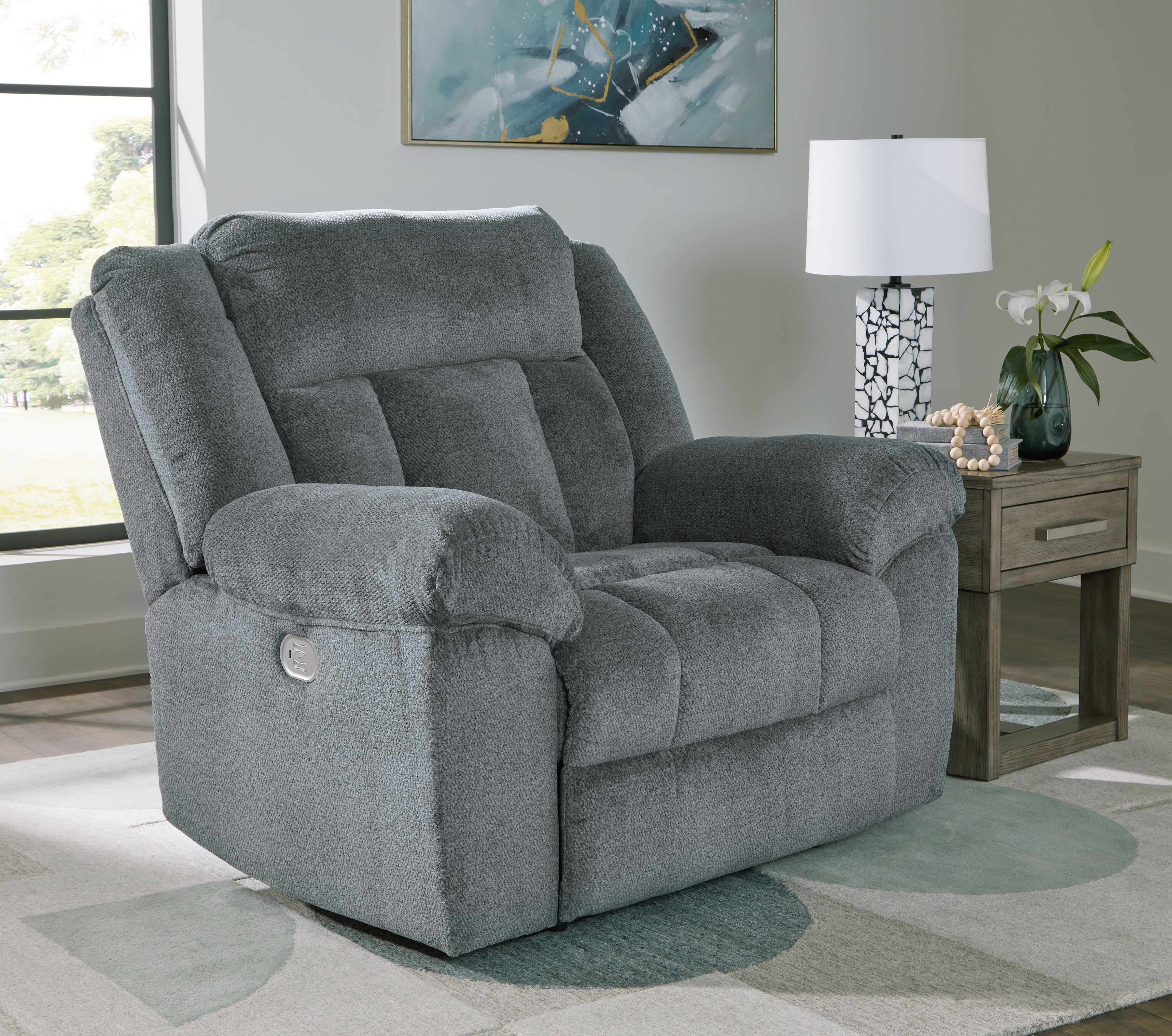 Elite Furniture Outlet - Ashley Furniture - Tip-Off Living Room - PWR Recliner/ADJ Headrest / Slate - 6930482