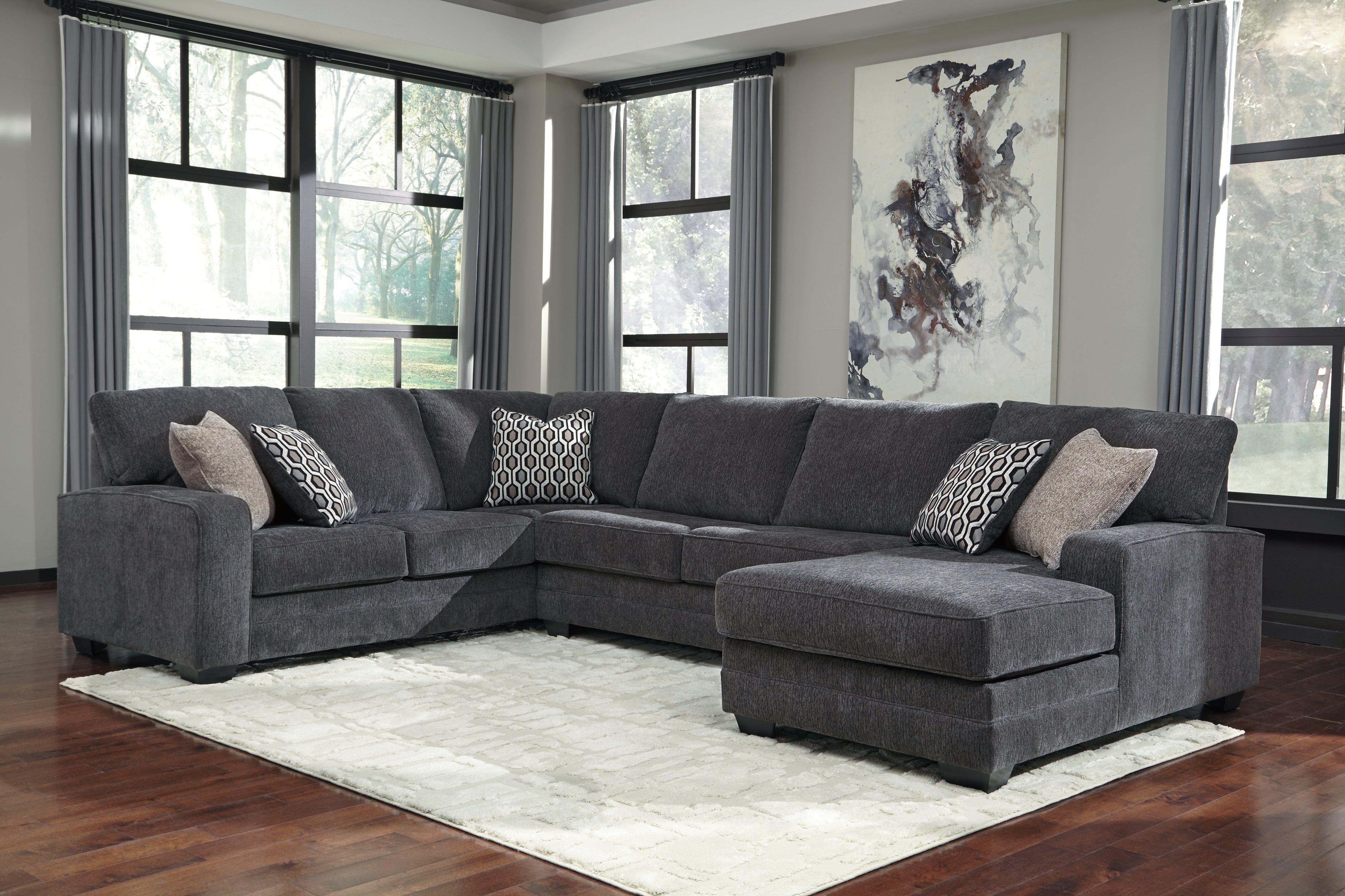 Elite Furniture Outlet - Ashley Furniture - Tracling Sectional - LAF 3-Piece Sectional with Chaise / Slate - 72600S2