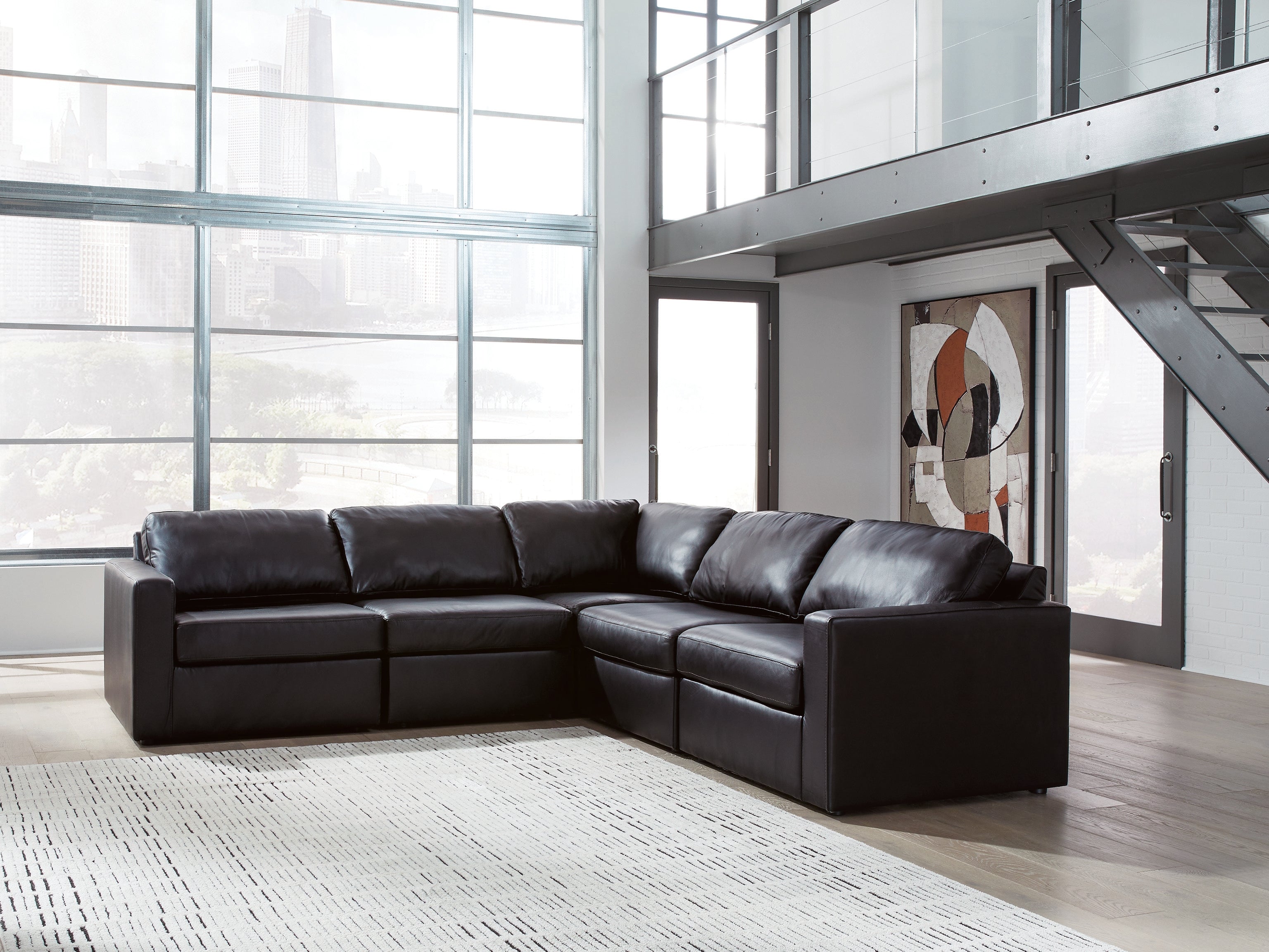 Elite Furniture Outlet - Ashley Furniture - ModMax II Sectional - RAF 5-Piece Sectional / Black - 74305S6