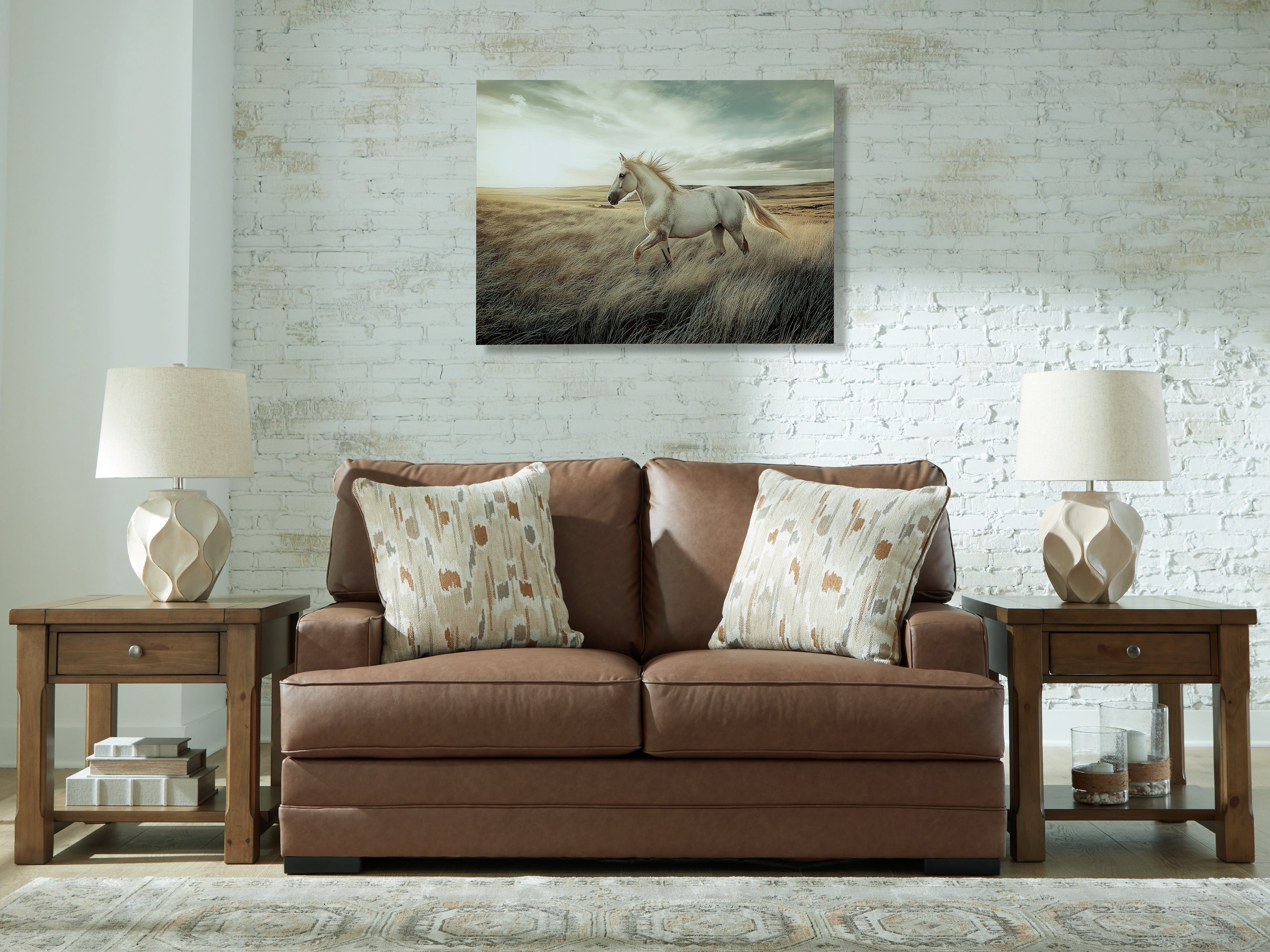 Elite Furniture Outlet - Ashley Furniture - VillaCourt Living Room - Loveseat / Caramel - 7490935