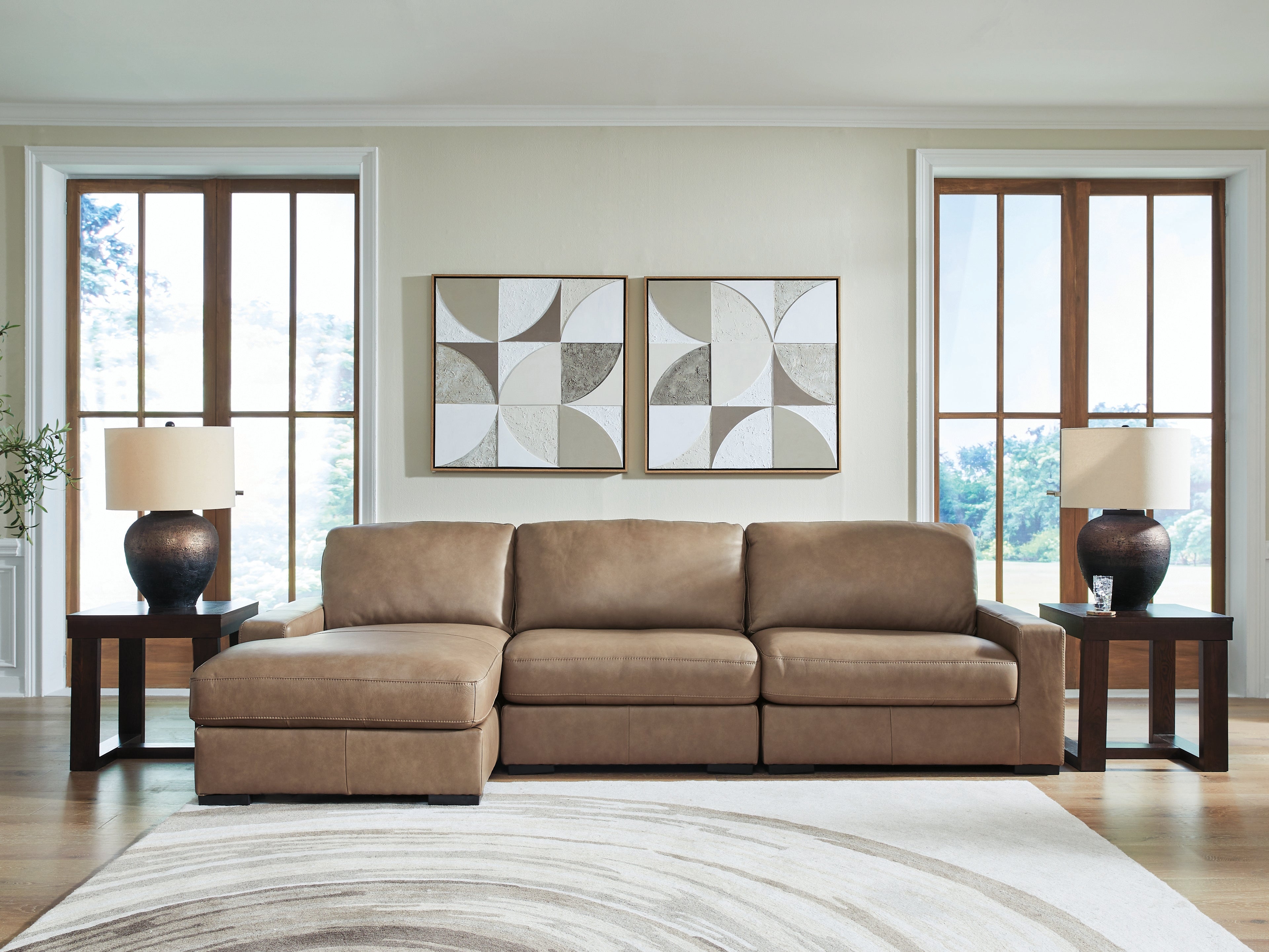 Elite Furniture Outlet - Ashley Furniture - Veronella Sectional - RAF 3-Piece Sectional with Chaise / Sahara - 76106S5