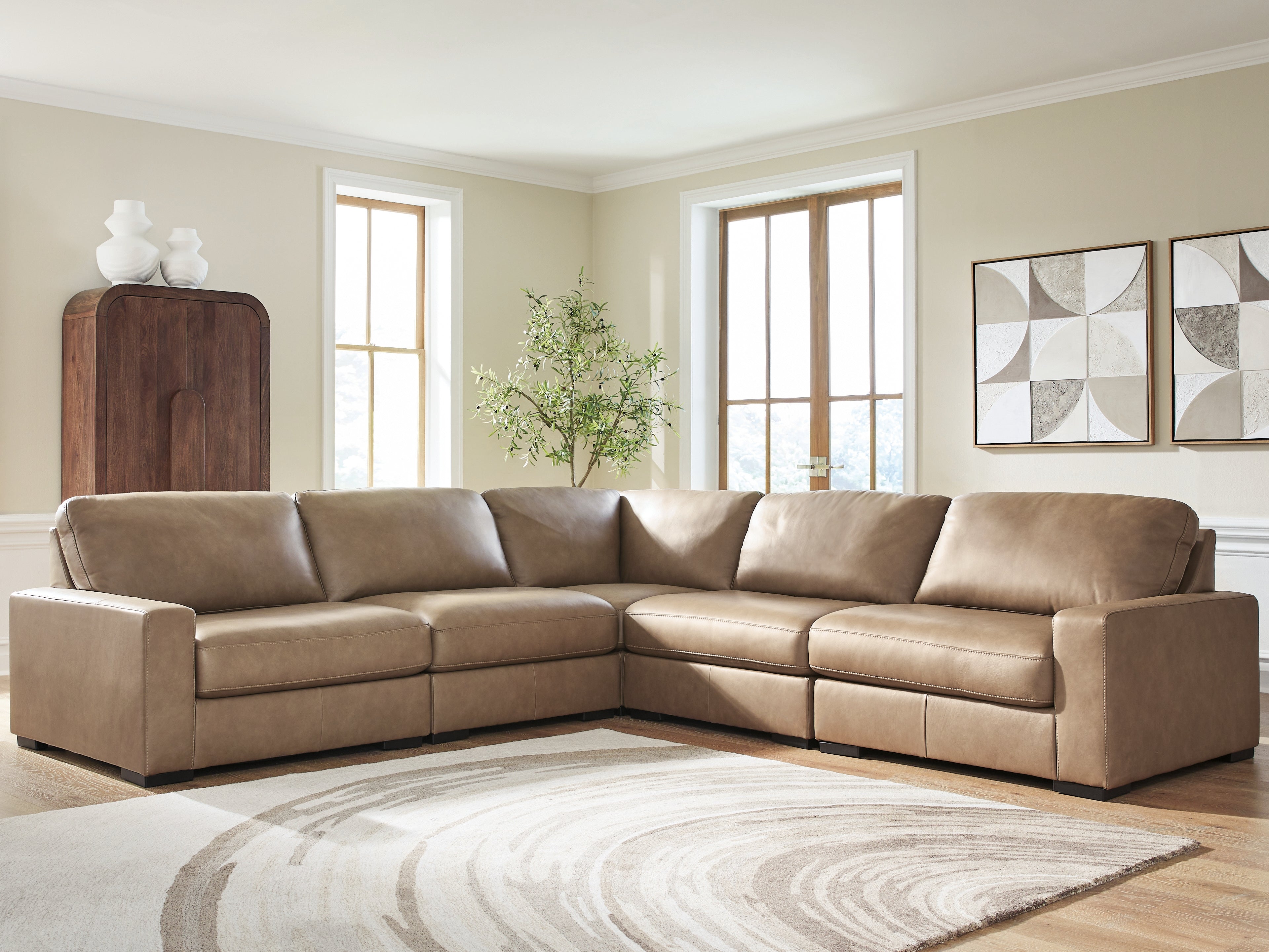 Elite Furniture Outlet - Ashley Furniture - Veronella Sectional - RAF 5-Piece Sectional / Sahara - 76106S17