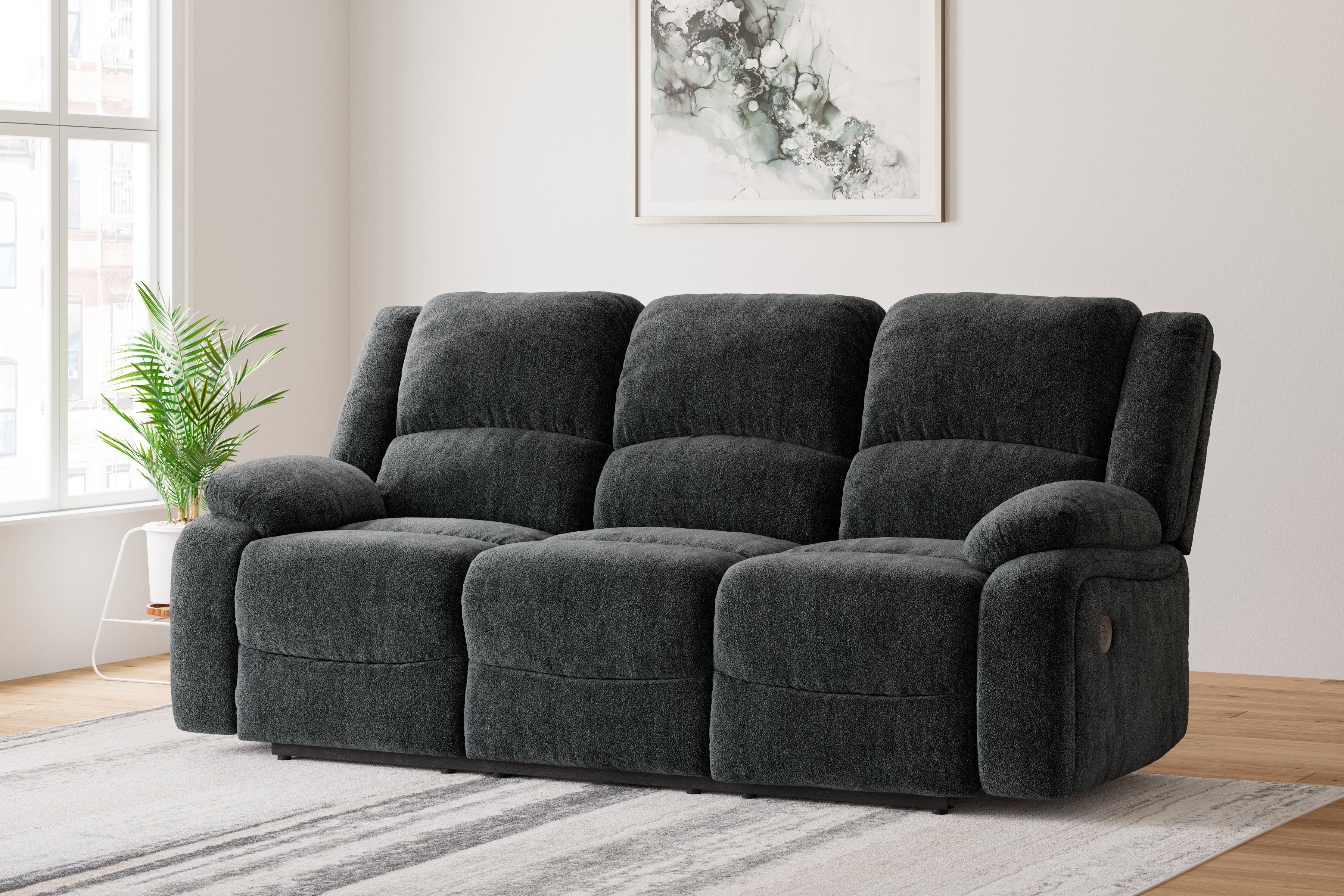 Elite Furniture Outlet - Ashley Furniture - Draycoll Living Room - Reclining Power Sofa / Slate - 7650487