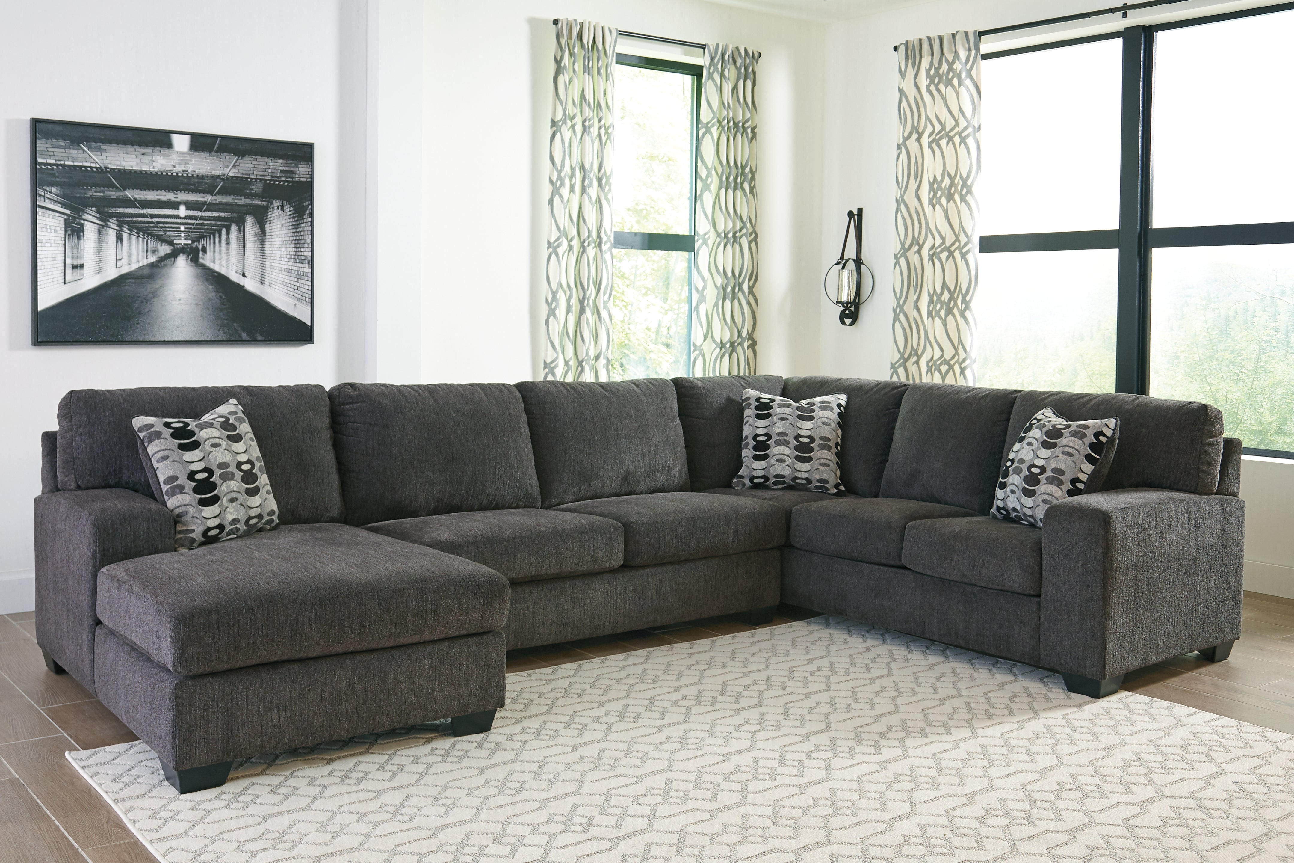 Elite Furniture Outlet - Ashley Furniture - Ballinasloe Sectional - RAF 3-Piece Sectional with Chaise / Smoke - 80703S1
