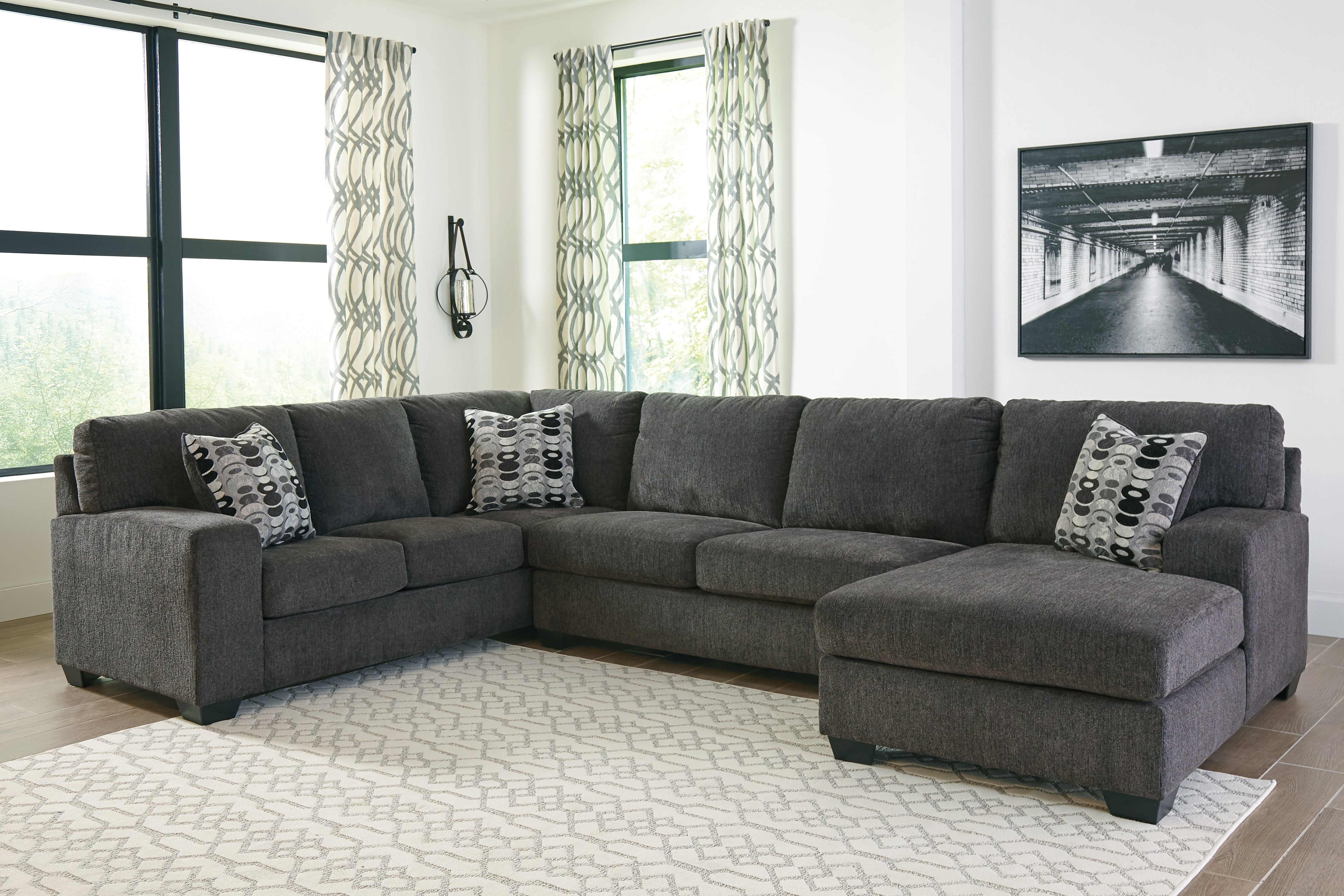 Elite Furniture Outlet - Ashley Furniture - Ballinasloe Sectional - LAF 3-Piece Sectional with Chaise / Smoke - 80703S2