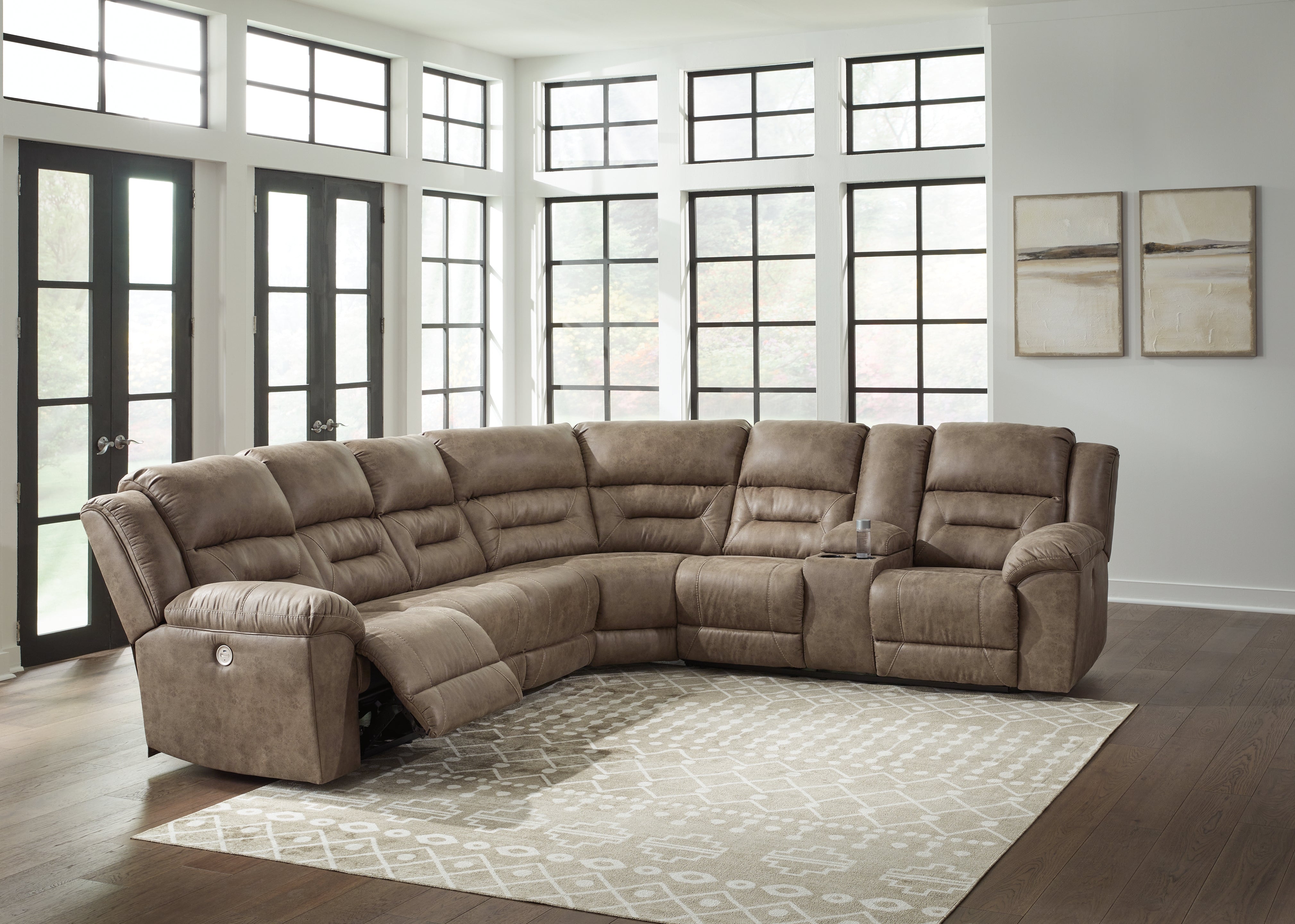Elite Furniture Outlet - Ashley Furniture - Ravenel Sectional - 4-Piece Power Reclining Sectional / Fossil - 83106S4