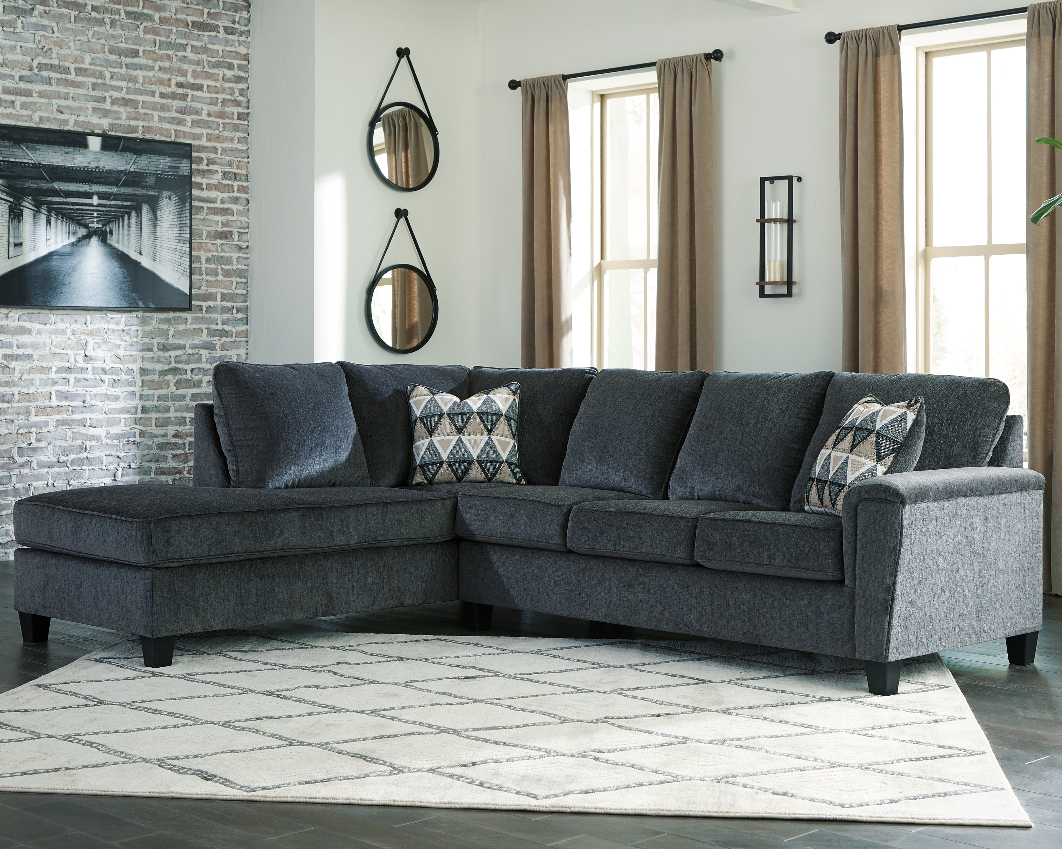 Elite Furniture Outlet - Ashley Furniture - Abinger Sectional - RAF 2-Piece Sectional with Chaise / Smoke - 83905S1