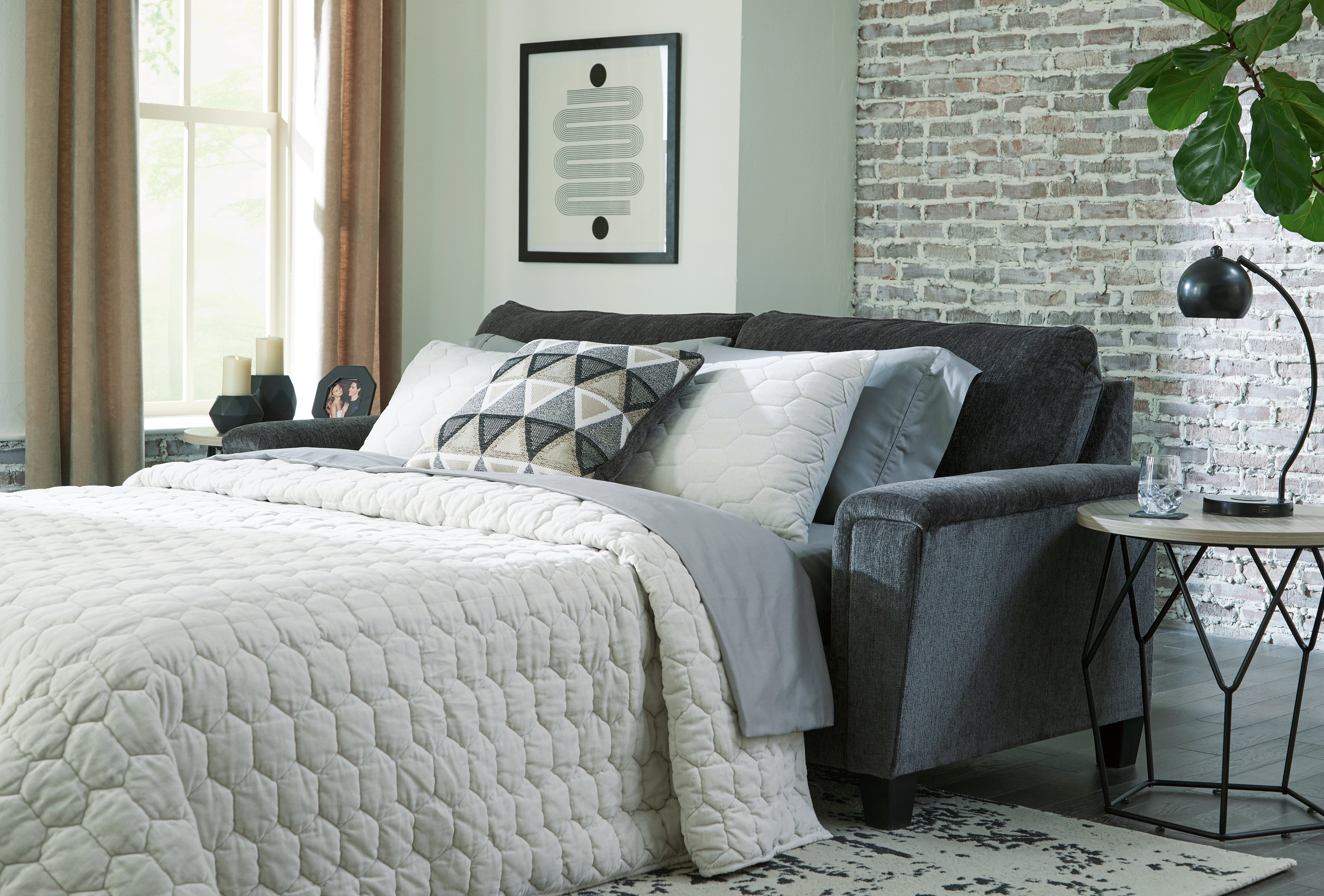 Elite Furniture Outlet - Ashley Furniture - Abinger Living Room - Queen Sofa Sleeper / Smoke - 8390539