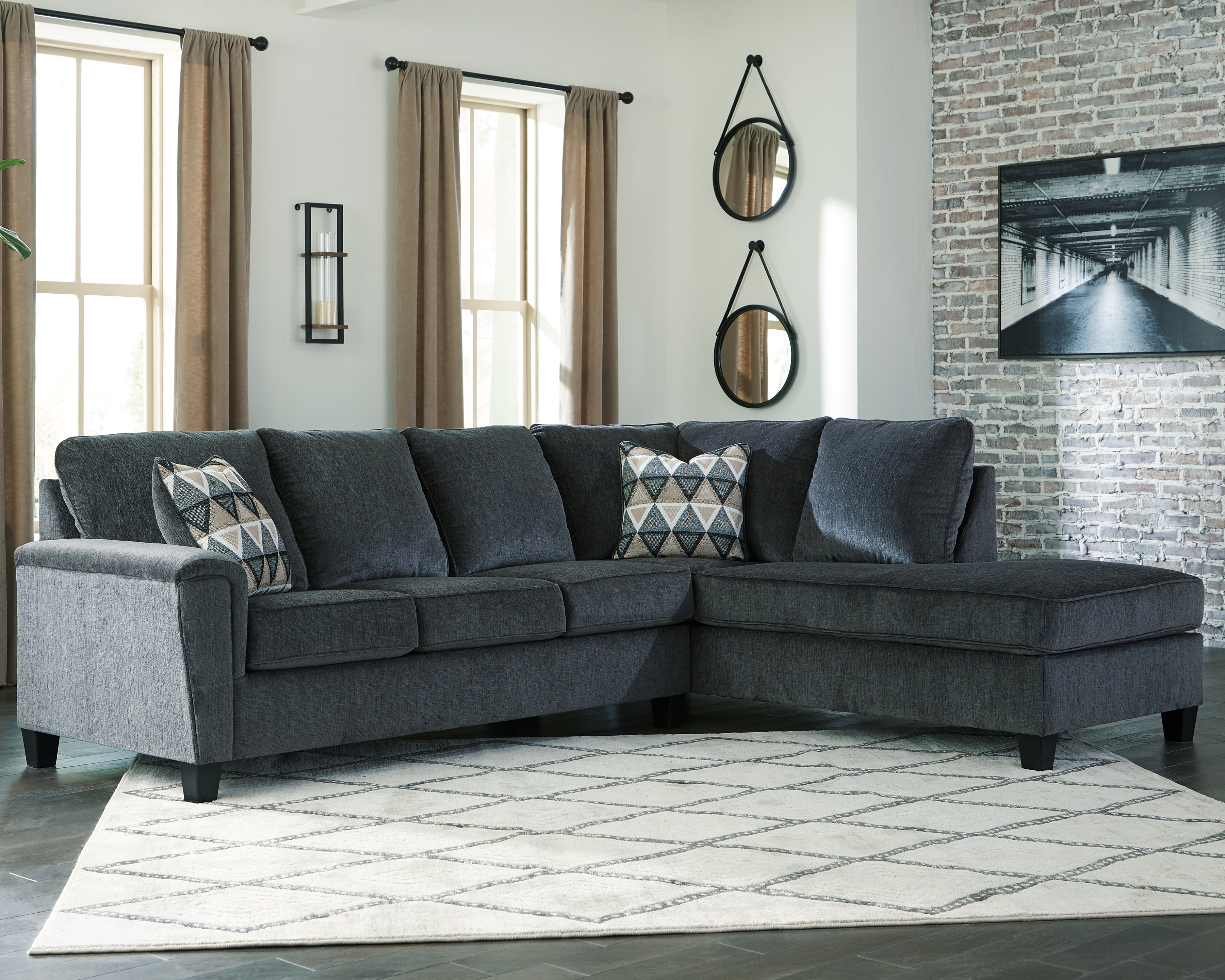 Elite Furniture Outlet - Ashley Furniture - Abinger Sectional - LAF 2-Piece Sectional with Chaise / Smoke - 83905S2