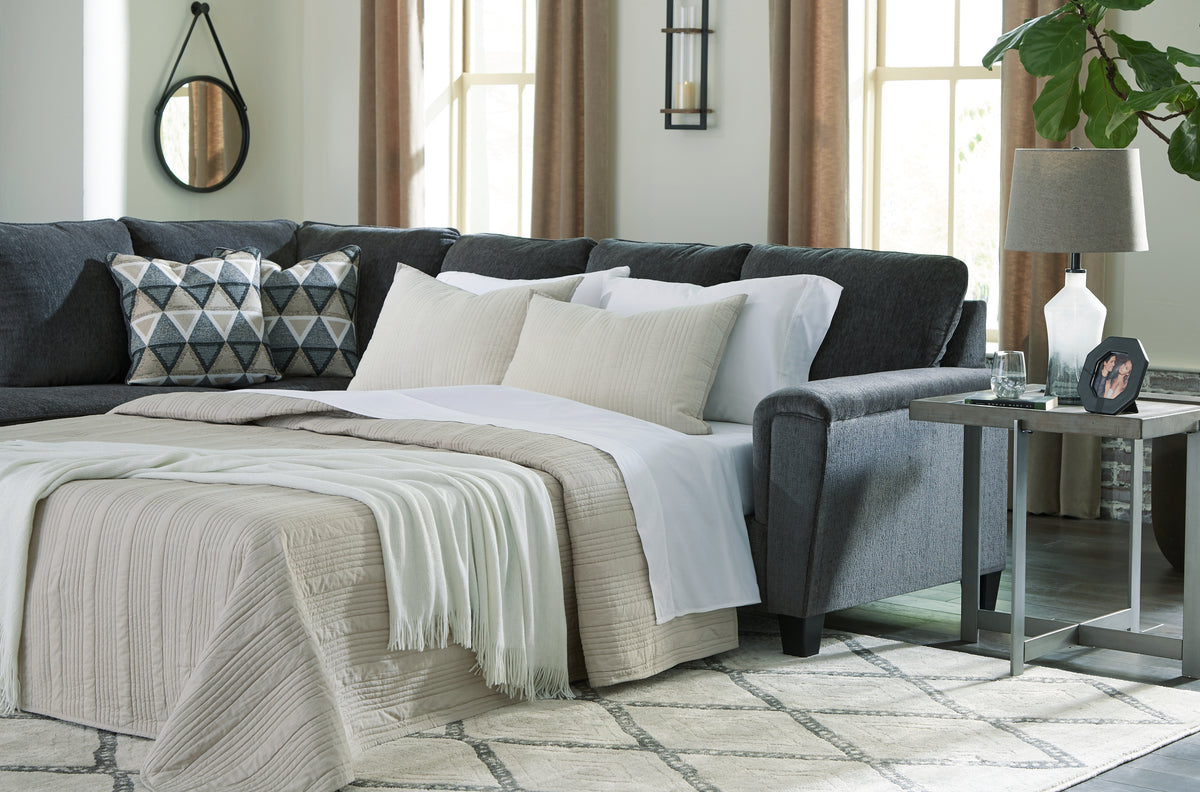 Elite Furniture Outlet - Ashley Furniture - Abinger Sectional - RAF 2-Piece Sleeper Sectional with Chaise / Smoke - 83905S3