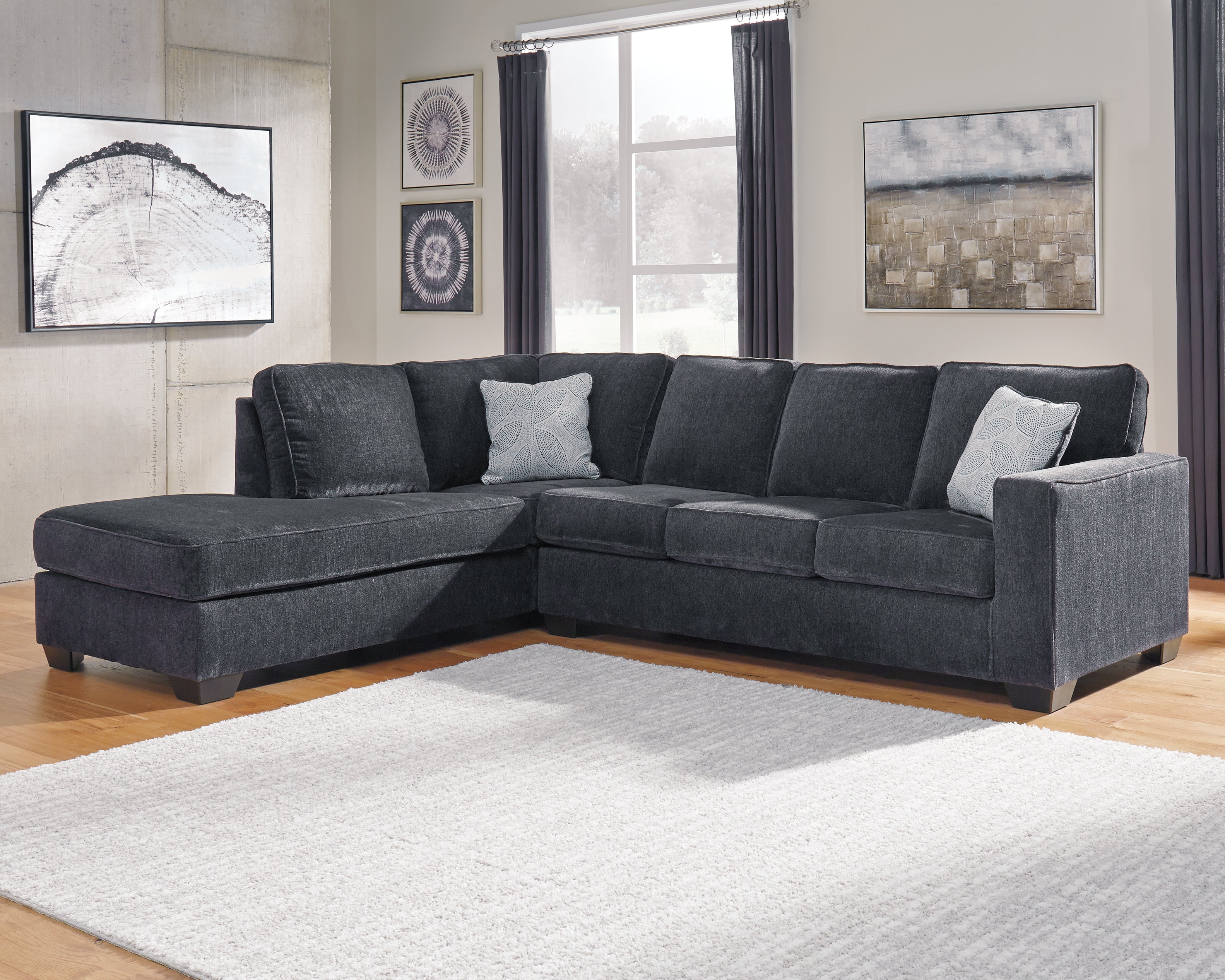 Elite Furniture Outlet - Ashley Furniture - Altari Sectional - RAF 2-Piece Sectional with Chaise / Slate - 87213S1