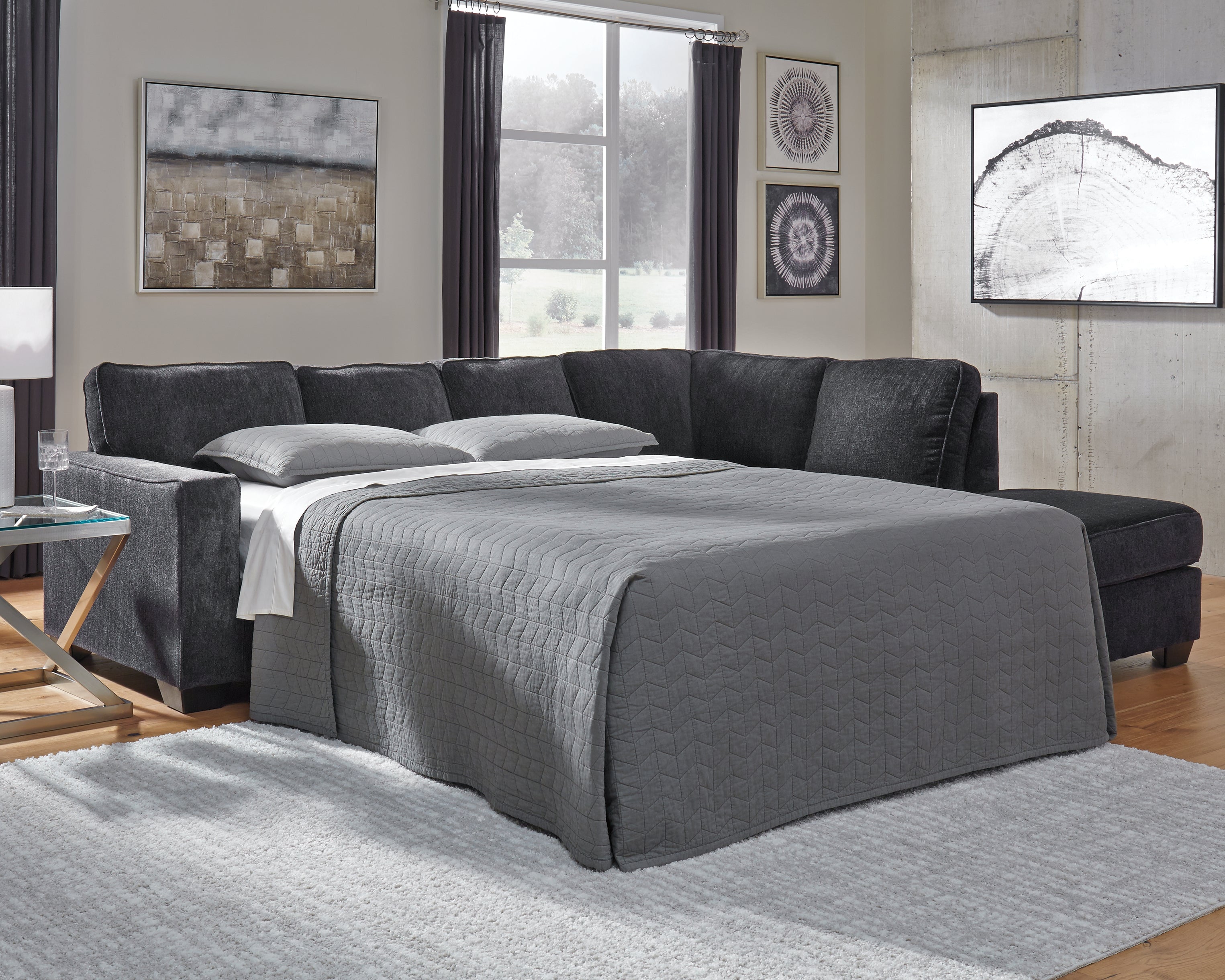 Elite Furniture Outlet - Ashley Furniture - Altari Sectional - 2-Piece Sleeper Sectional with Chaise / Slate - 87213S3