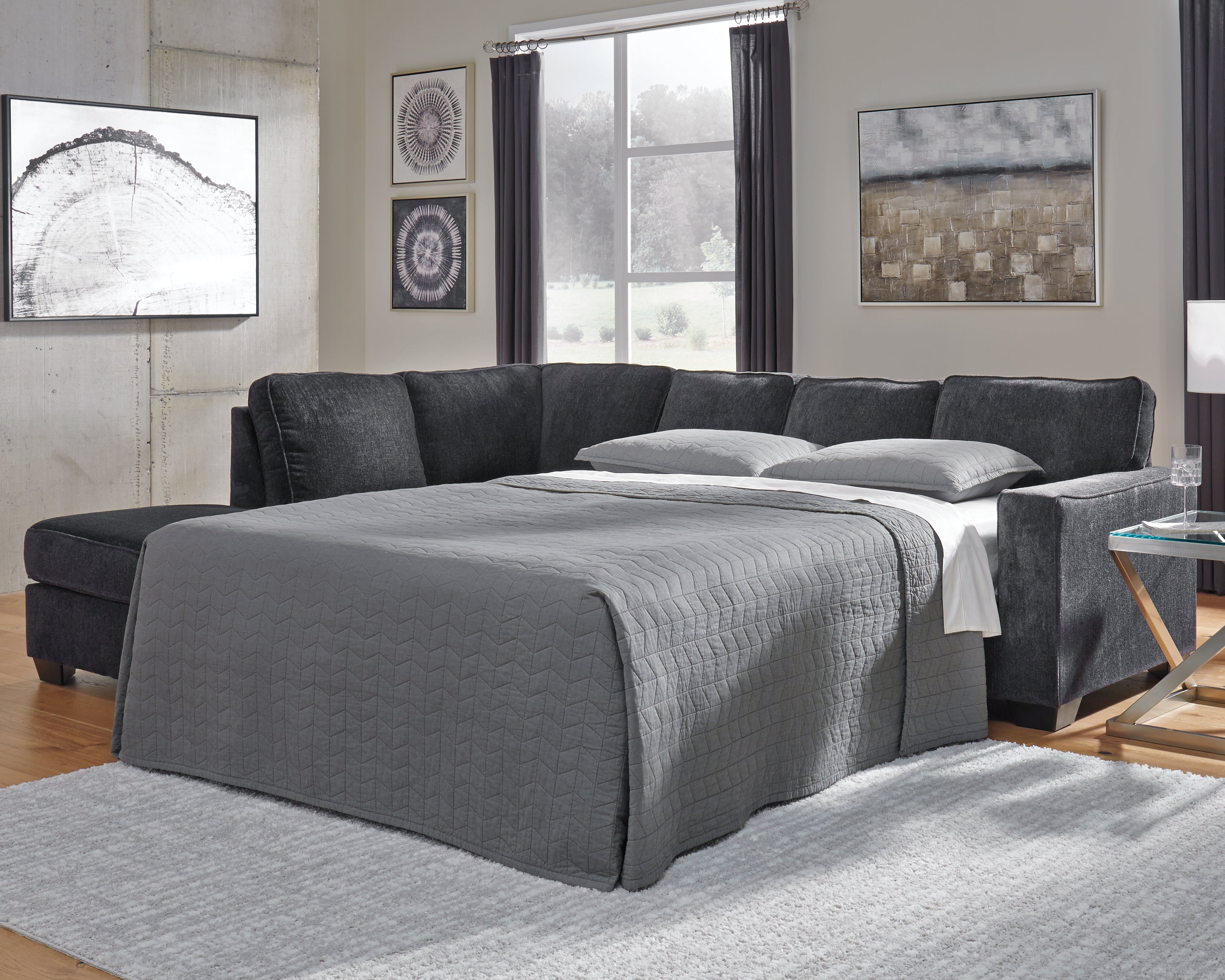 Elite Furniture Outlet - Ashley Furniture - Altari Sectional - RAF 2-Piece Sleeper Sectional with Chaise / Slate - 87213S4