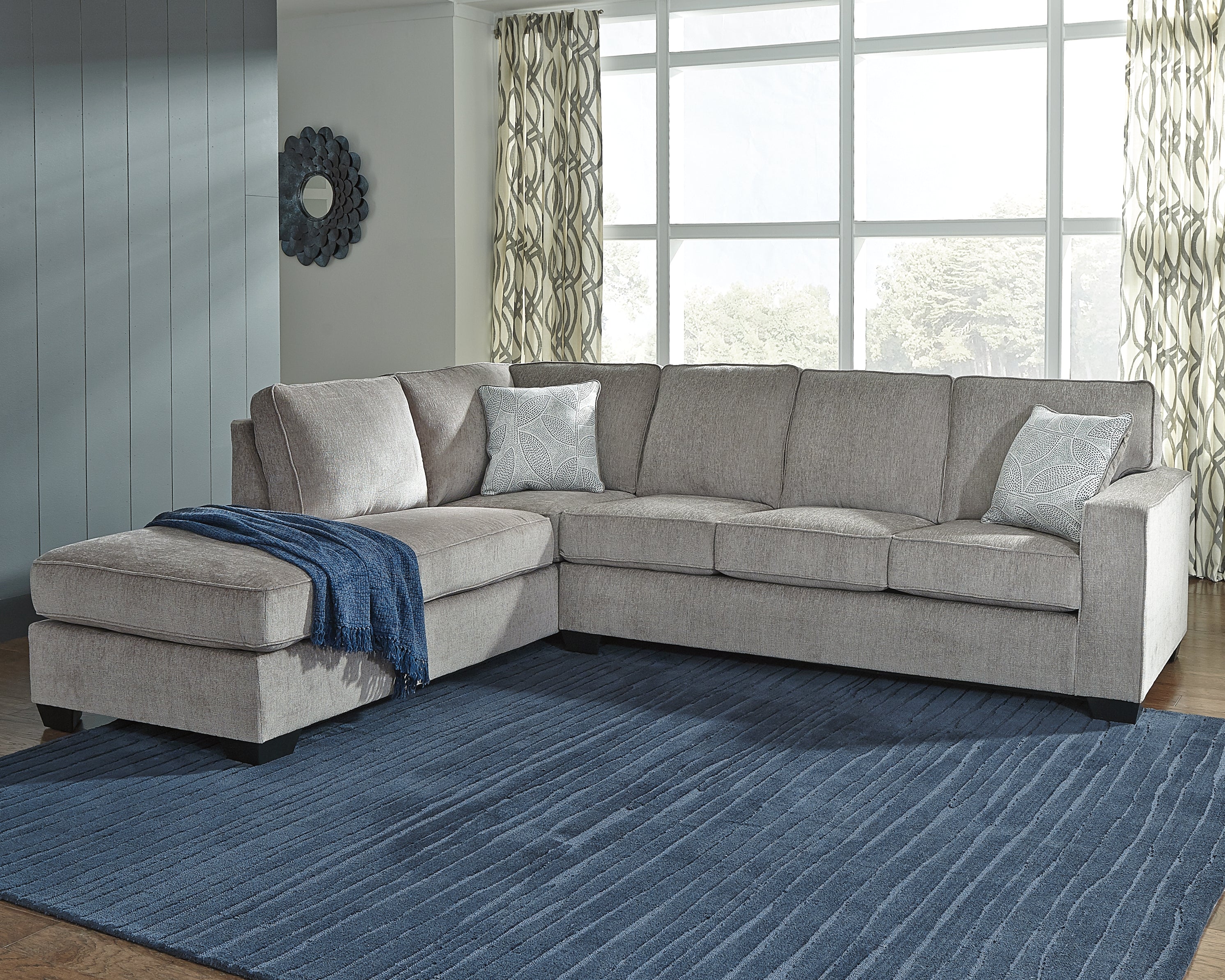 Elite Furniture Outlet - Ashley Furniture - Altari Sectional - RAF 2-Piece Sectional with Chaise / Alloy - 87214S1