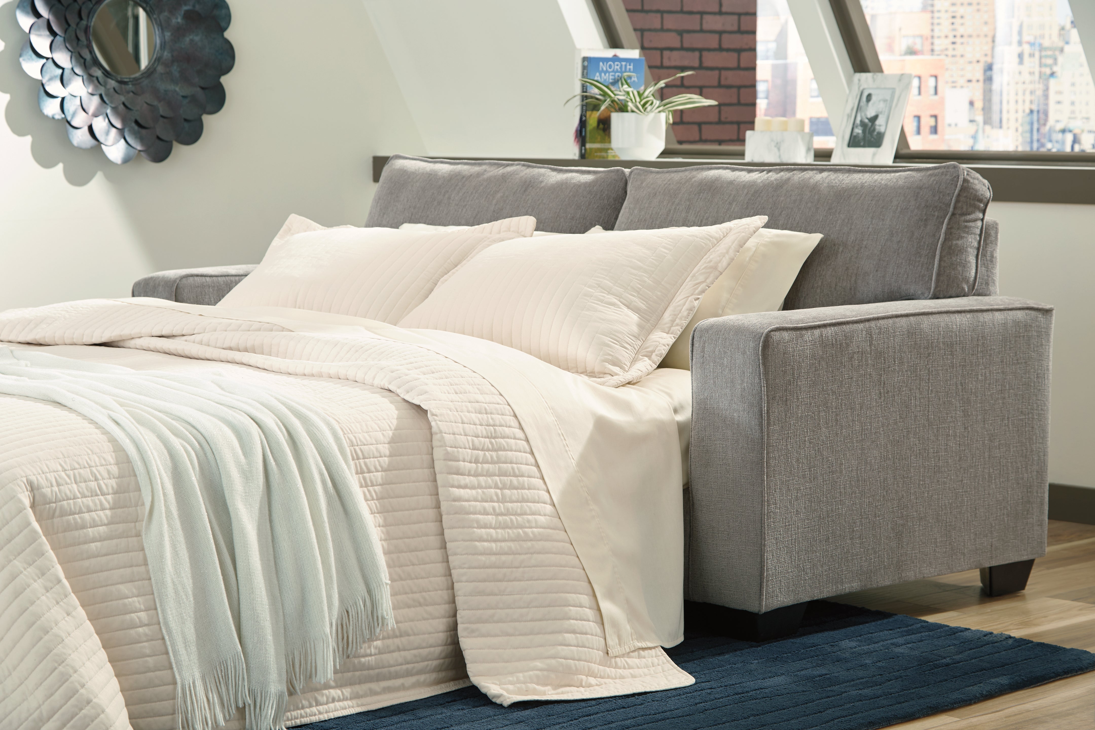Elite Furniture Outlet - Ashley Furniture - Altari Living Room - Queen Sofa Sleeper / Alloy - 8721439