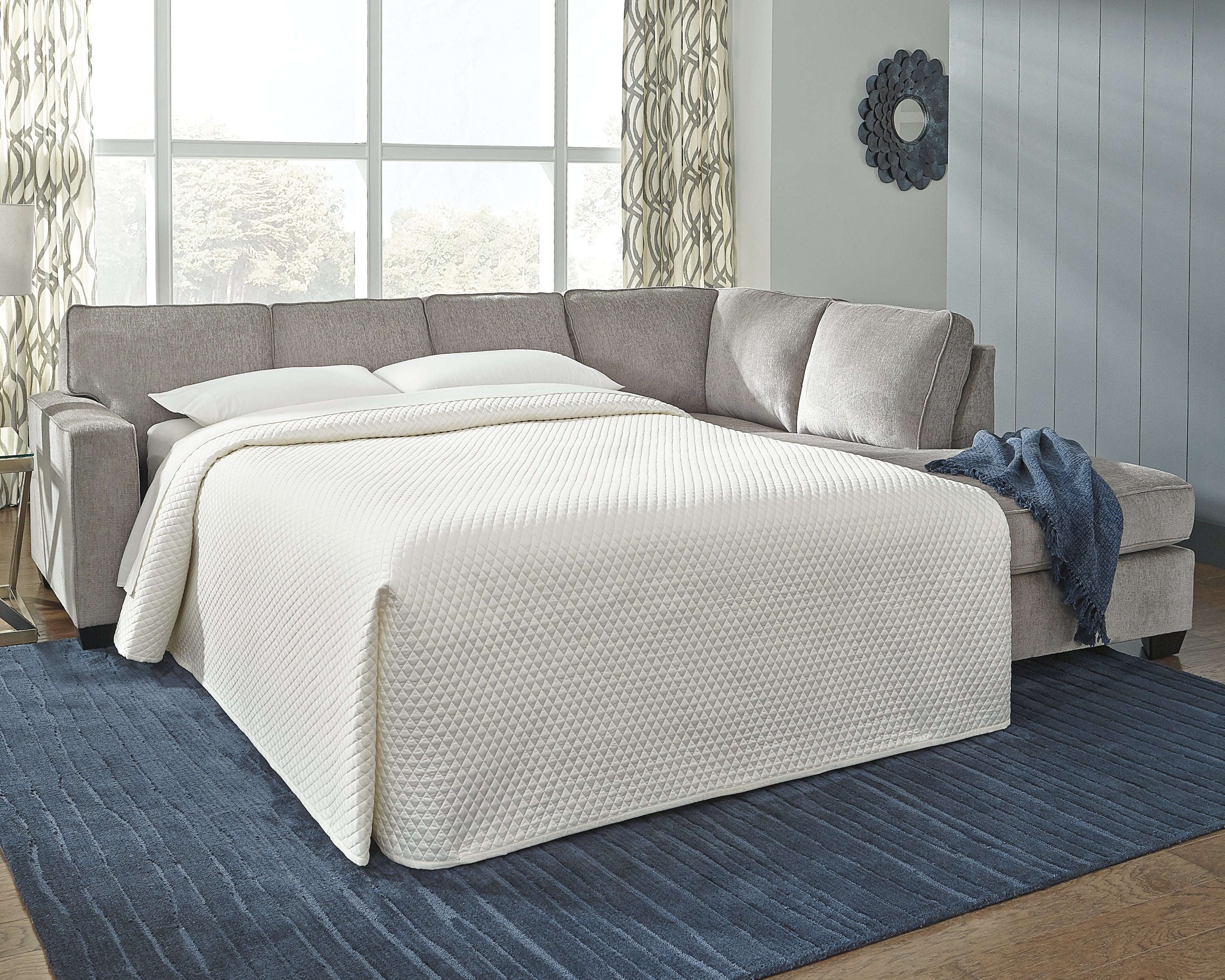 Elite Furniture Outlet - Ashley Furniture - Altari Sectional - 2-Piece Sleeper Sectional with Chaise / Alloy - 87214S3