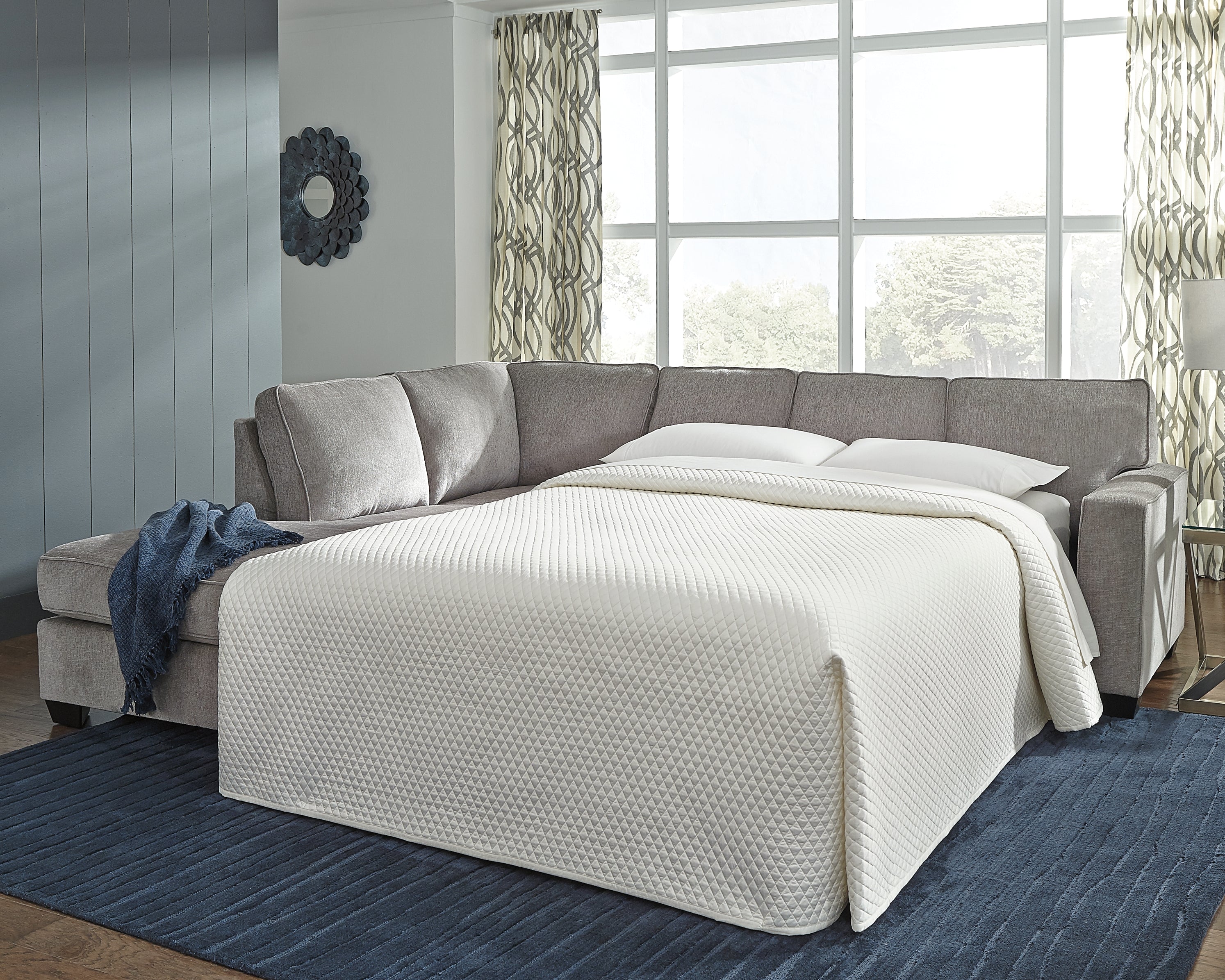 Elite Furniture Outlet - Ashley Furniture - Altari Sectional - RAF 2-Piece Sleeper Sectional with Chaise / Alloy - 87214S4