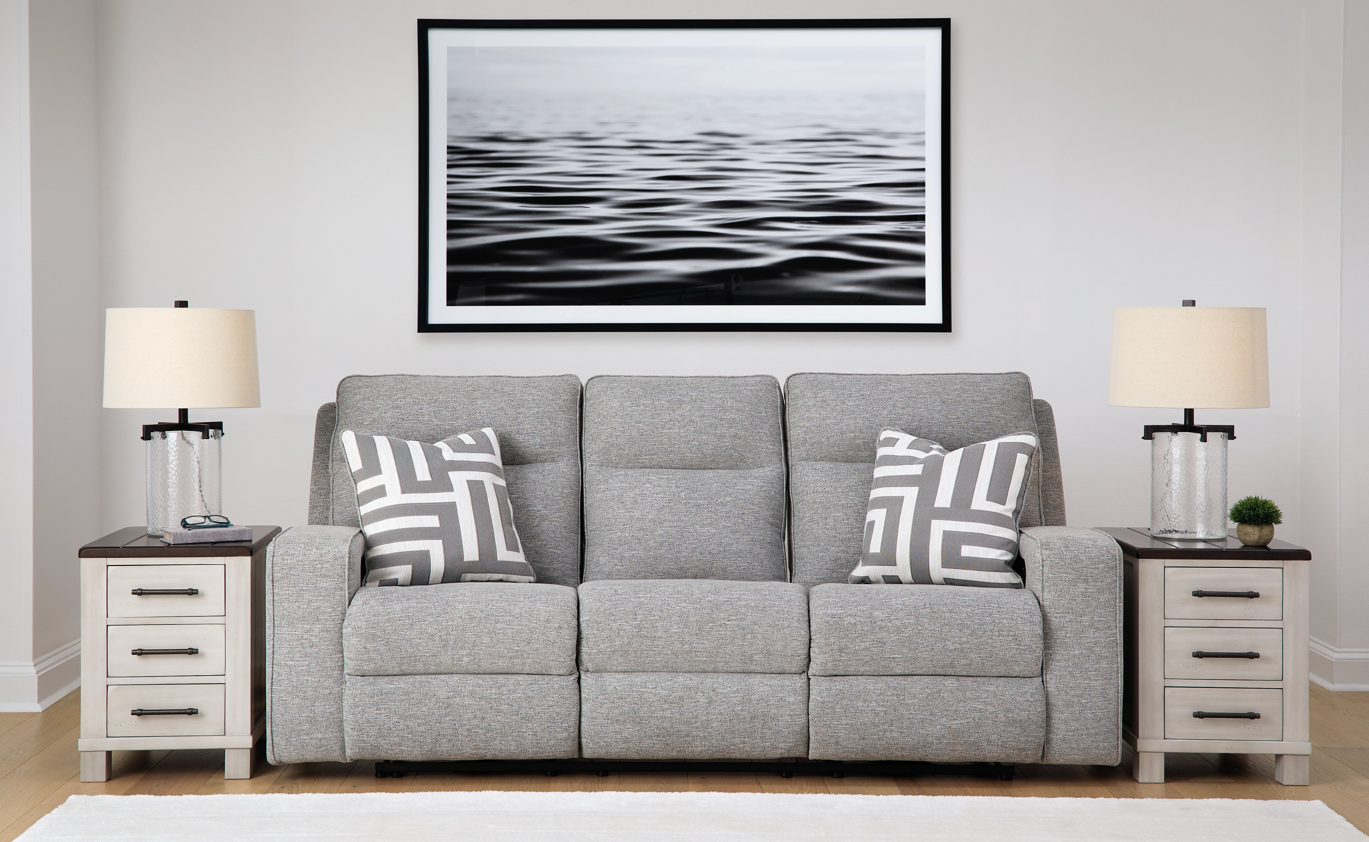 Elite Furniture Outlet - Ashley Furniture - Biscoe Living Room - PWR REC Sofa with ADJ Headrest / Pewter - 9050315