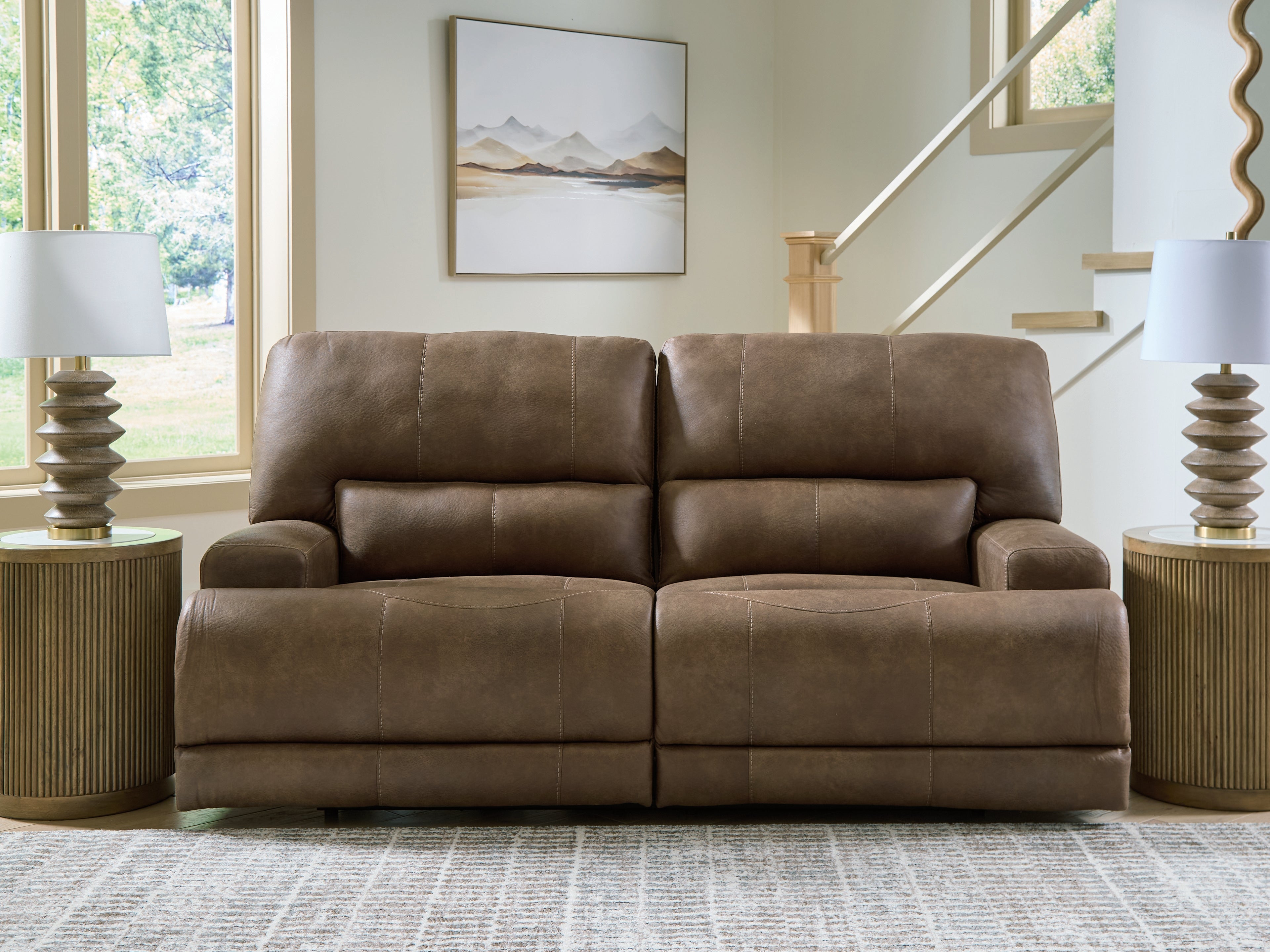 Elite Furniture Outlet - Ashley Furniture - Beckley Place Living Room - 2 Seat PWR REC Sofa ADJ HDREST / Earth - PC9180247