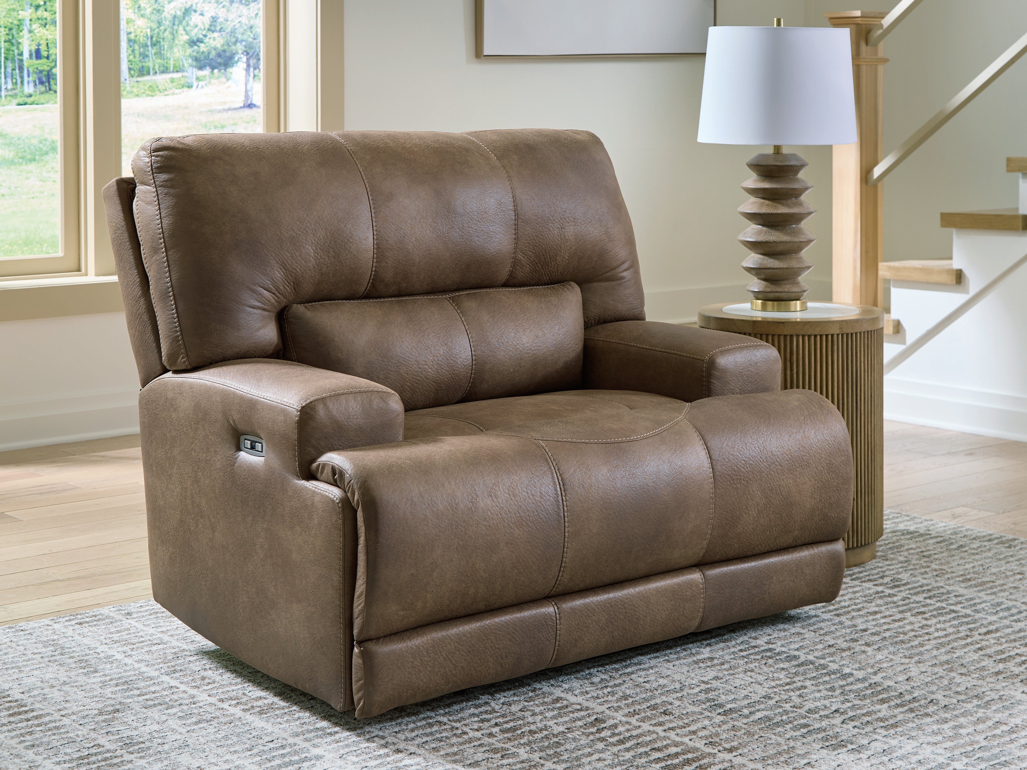 Elite Furniture Outlet - Ashley Furniture - Beckley Place Living Room - PWR Recliner/ADJ Headrest / Earth - PC9180282