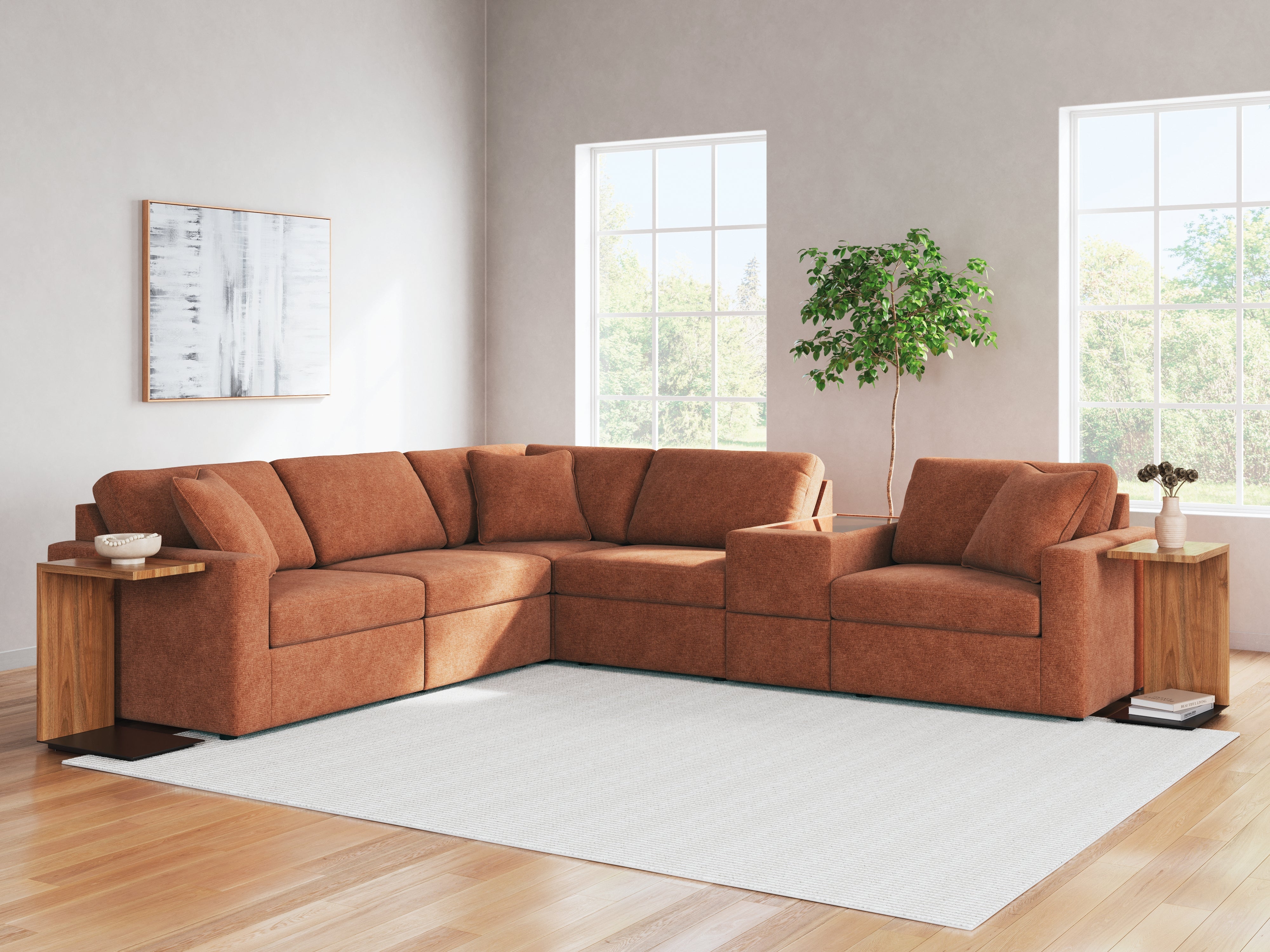Elite Furniture Outlet - Ashley Furniture - Modmax Sectional - RAF 6-Piece Sectional / Spice - 92102S7