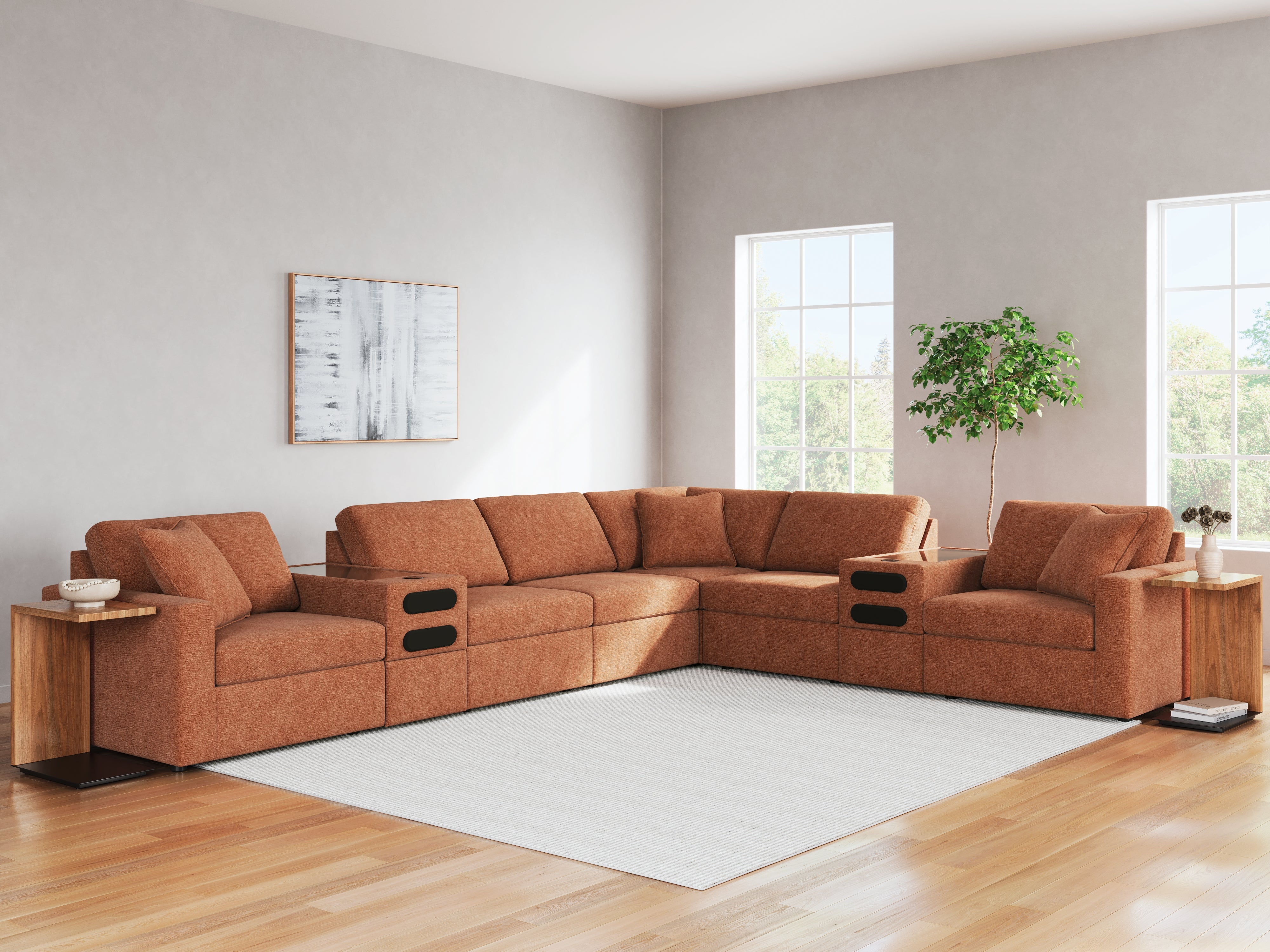 Elite Furniture Outlet - Ashley Furniture - Modmax Sectional - RAF 8-Piece Sectional / Spice - 92102S16