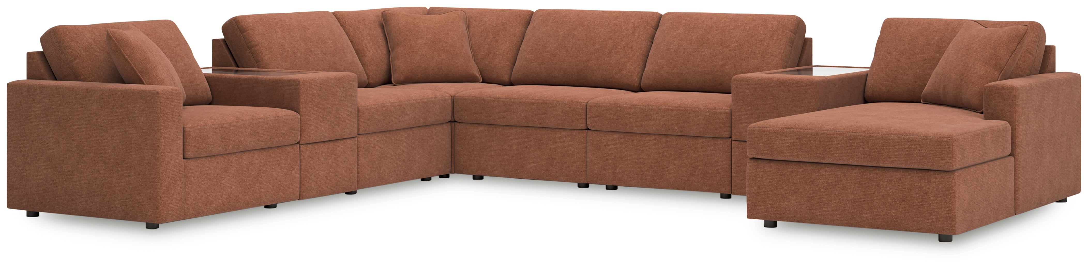 Elite Furniture Outlet - Ashley Furniture - Modmax Sectional - RAF 8-Piece Sectional with Chaise / Spice - 92102S42