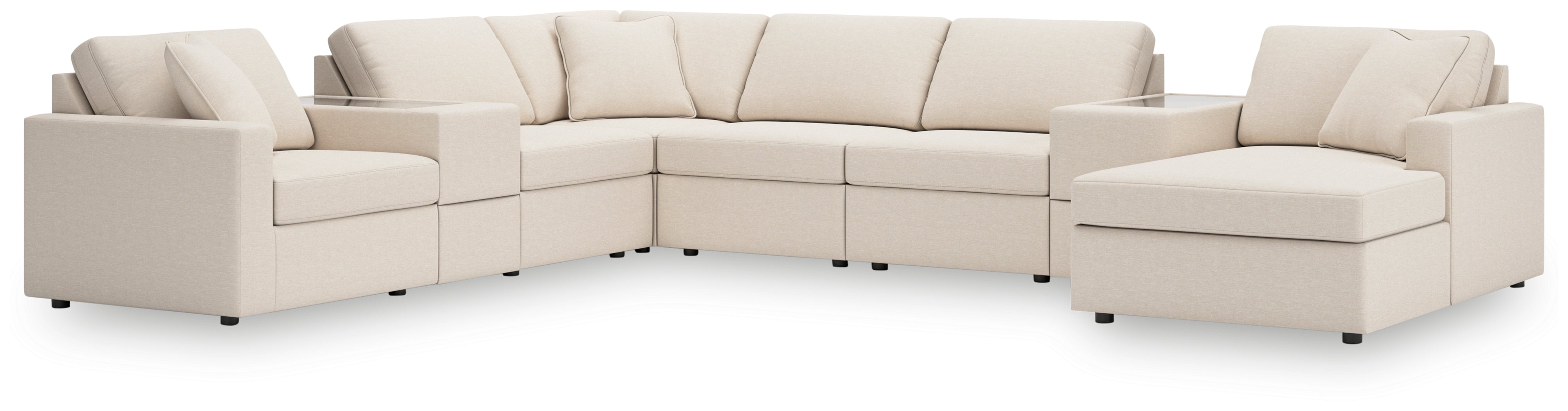 Elite Furniture Outlet - Ashley Furniture - Modmax Sectional - RAF 8-Piece Sectional with Chaise / Oyster - 92103S42