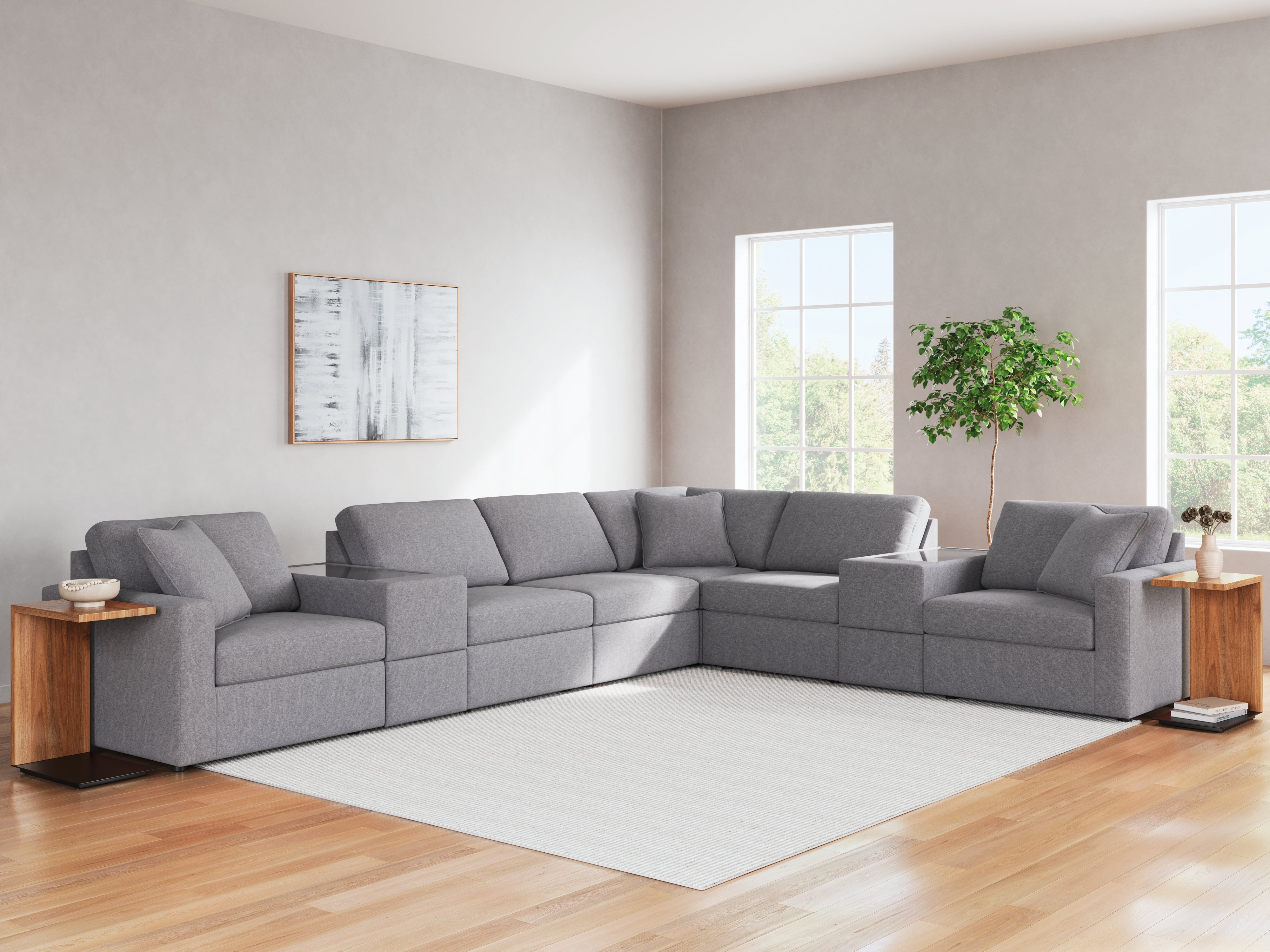 Elite Furniture Outlet - Ashley Furniture - Modmax Sectional - RAF 8-Piece Sectional / Granite - 92104S11
