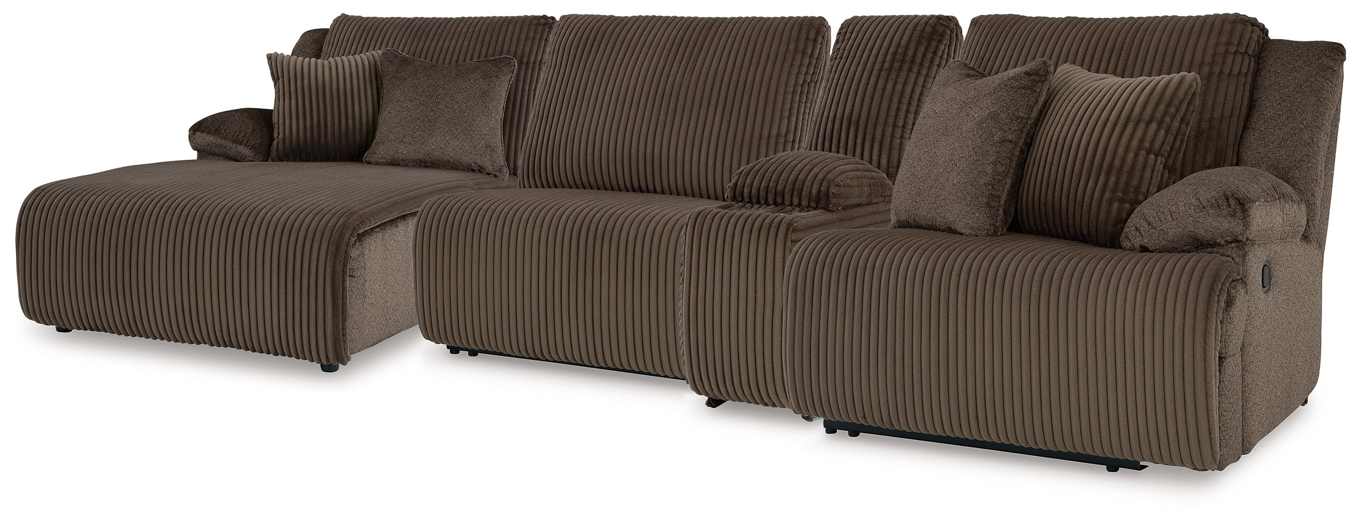 Elite Furniture Outlet - Ashley Furniture - Top Tier Sectional - 4-Piece Reclining Sectional with Chaise / Chocolate - 92705S12