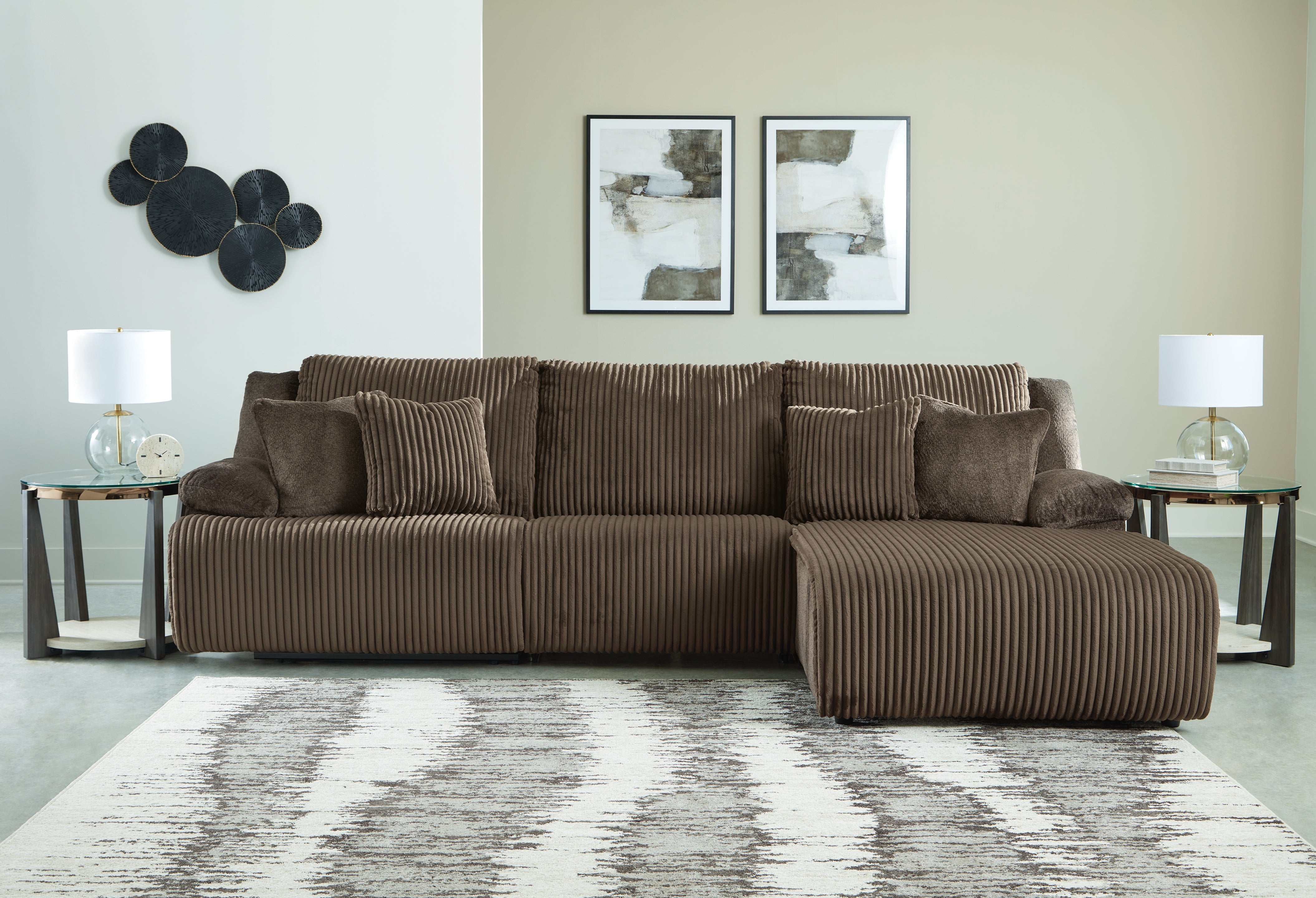 Elite Furniture Outlet - Ashley Furniture - Top Tier Sectional - 3-Piece Sectional Sofa Chaise / Chocolate - 92705S6