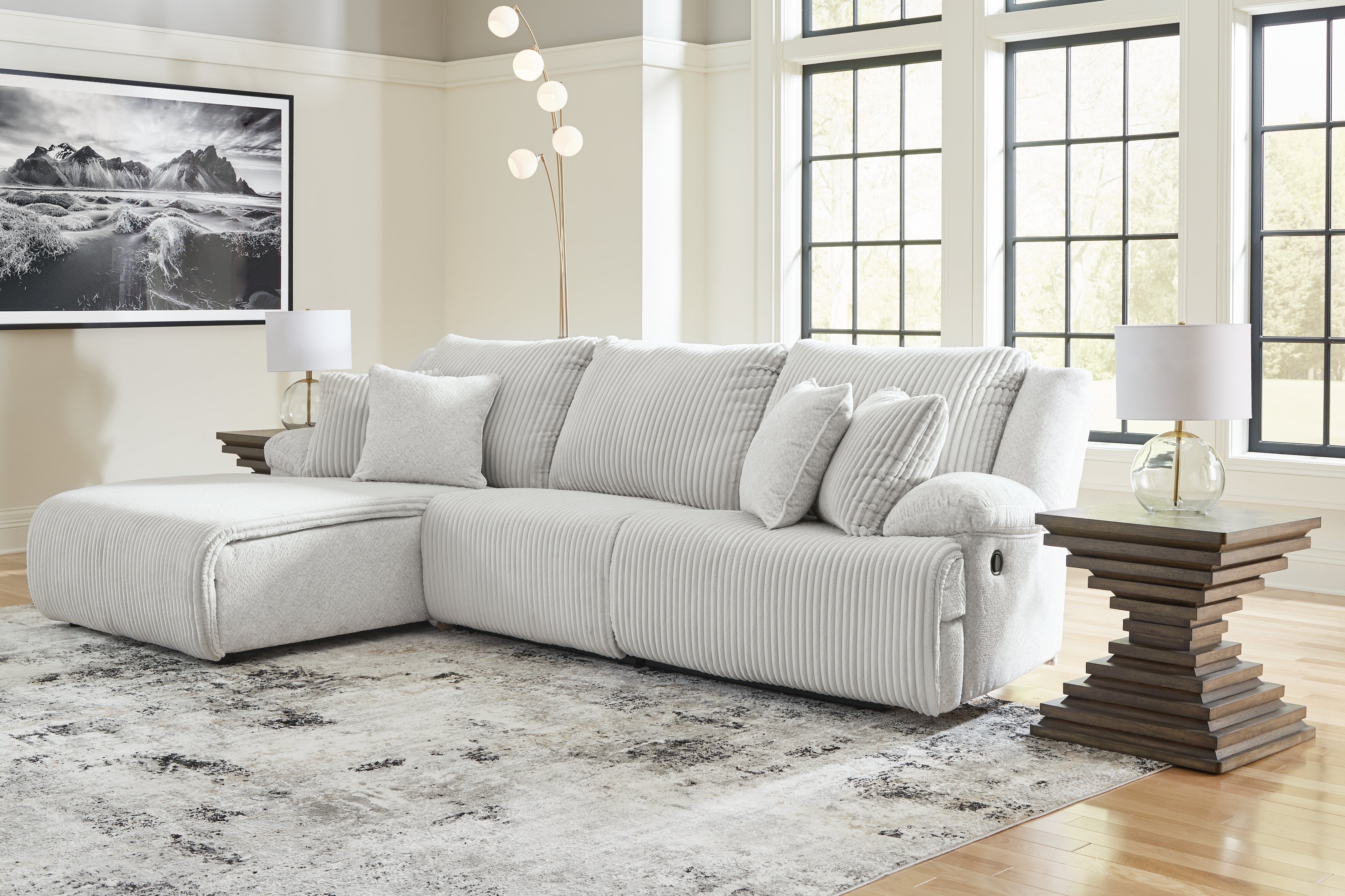 Elite Furniture Outlet - Ashley Furniture - Top Tier Sectional - 3-Piece Sectional Sofa Chaise / Alloy - 92706S7