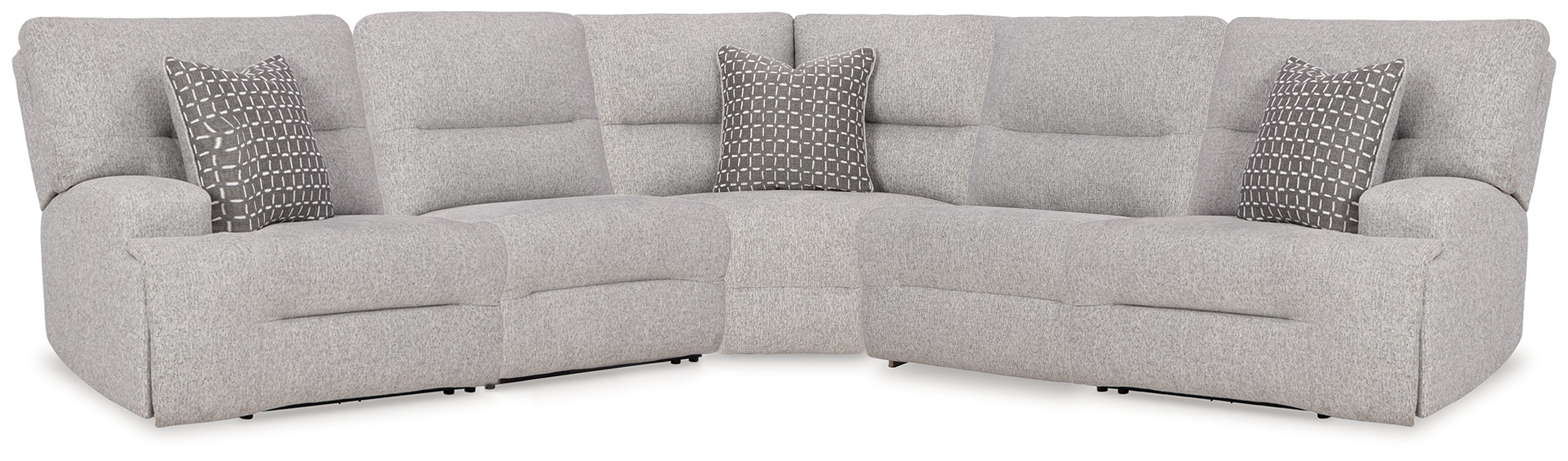 Elite Furniture Outlet - Ashley Furniture - Acklen Place Sectional - 5-Piece Power Reclining Sectional / Pewter - 93605S3