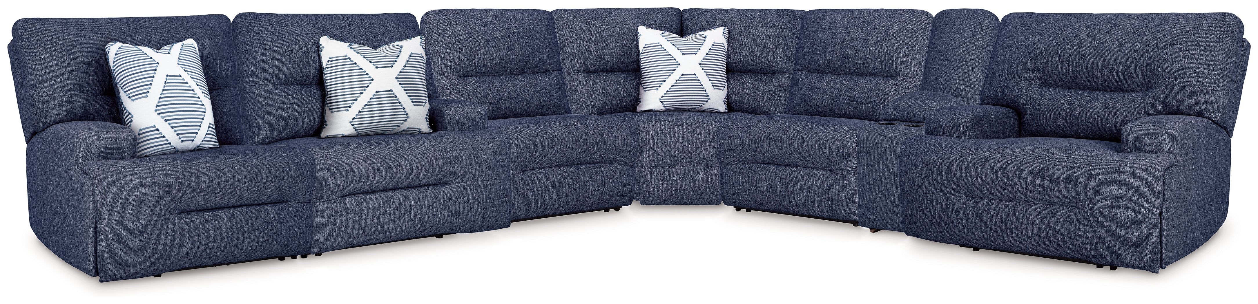 Elite Furniture Outlet - Ashley Furniture - Acklen Place Sectional - 7-Piece Power Reclining Sectional / Navy - 93607S8
