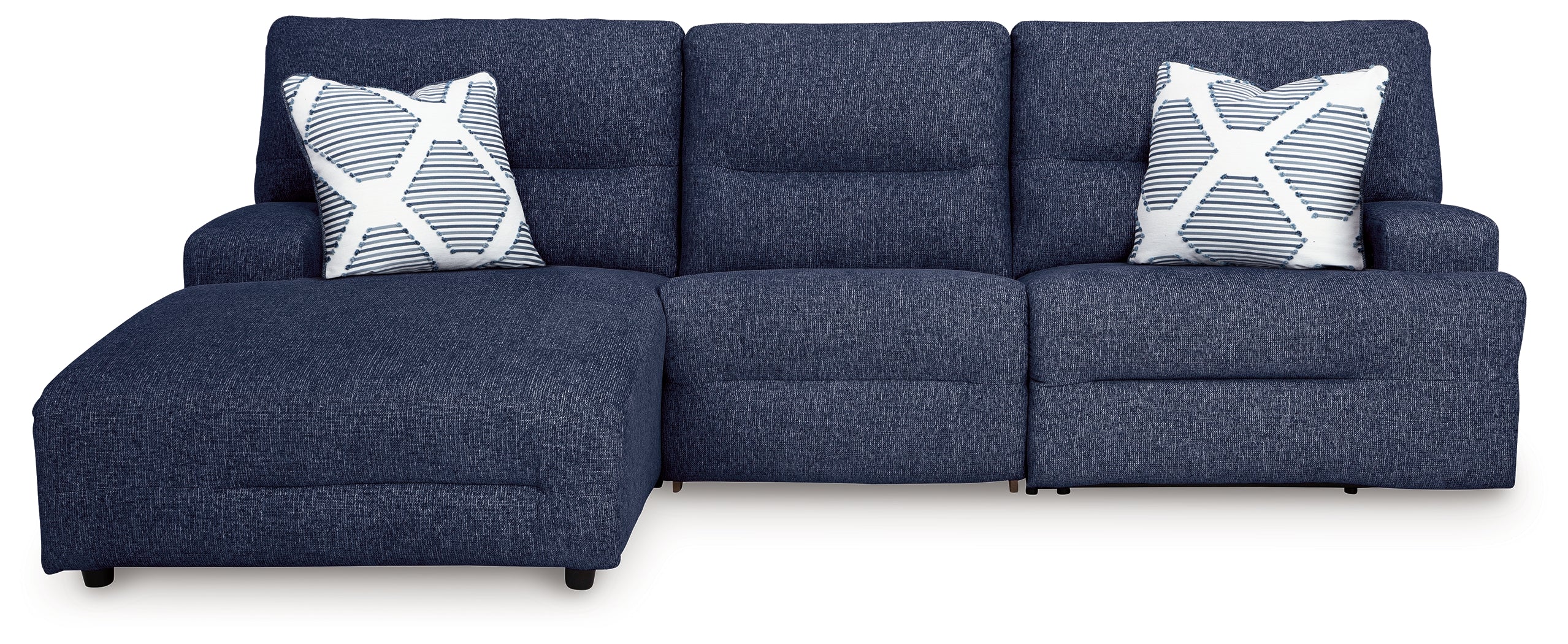 Elite Furniture Outlet - Ashley Furniture - Acklen Place Sectional - 3-Piece Power Reclining Sectional / Navy - 93607S7