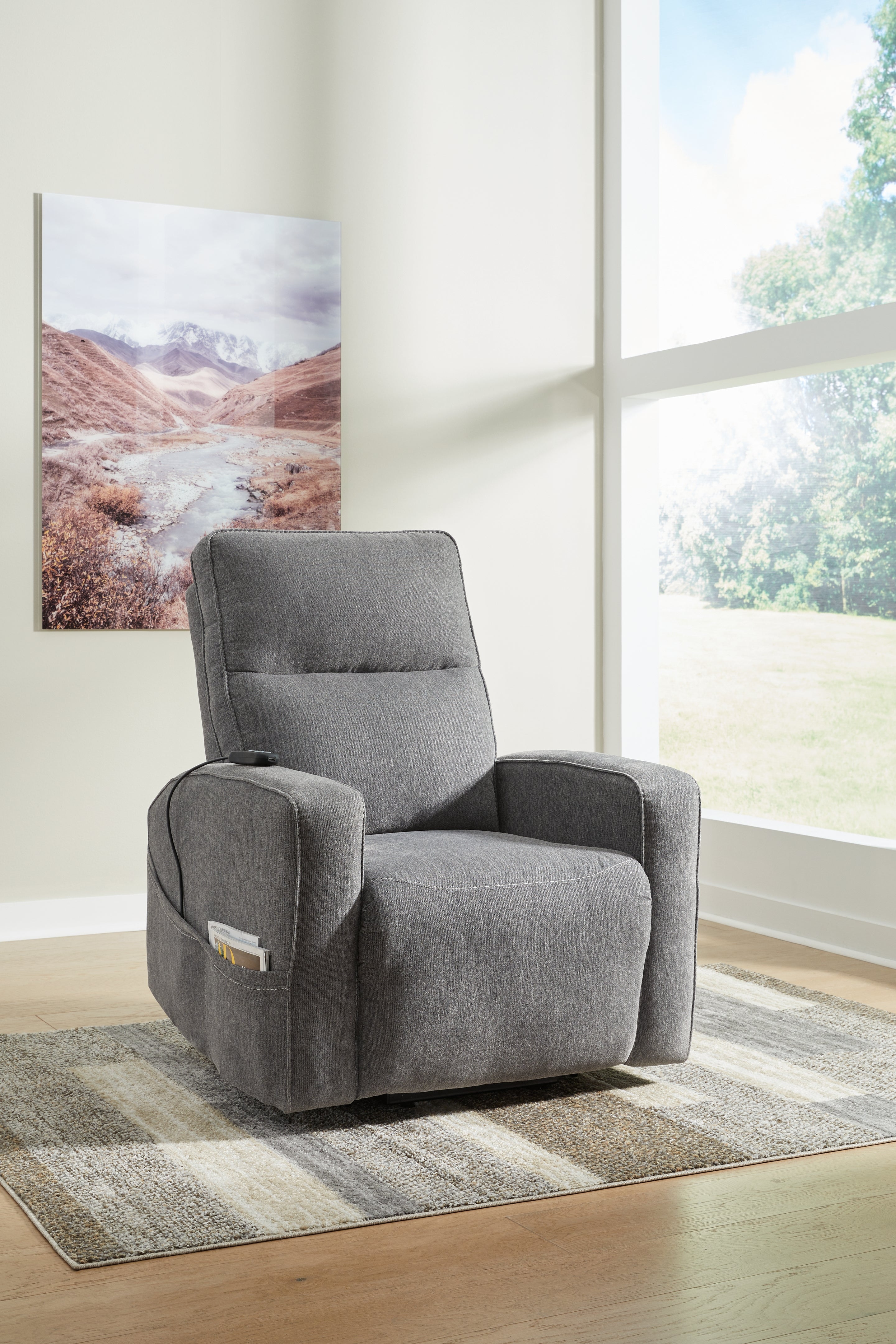 Elite Furniture Outlet - Ashley Furniture - Starganza Living Room - Power Lift Recliner / Gray - 9370412