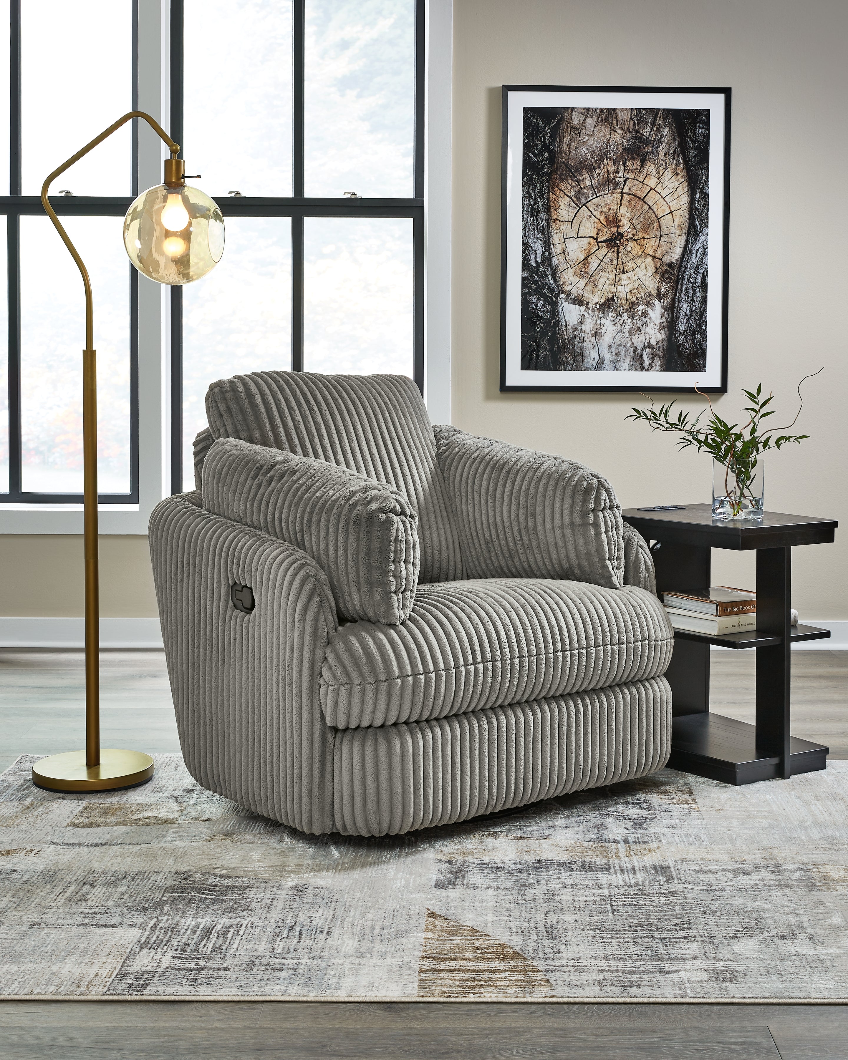 Elite Furniture Outlet - Ashley Furniture - Tie-Breaker Living Room - Swivel Glider Recliner / Fog - 9490361