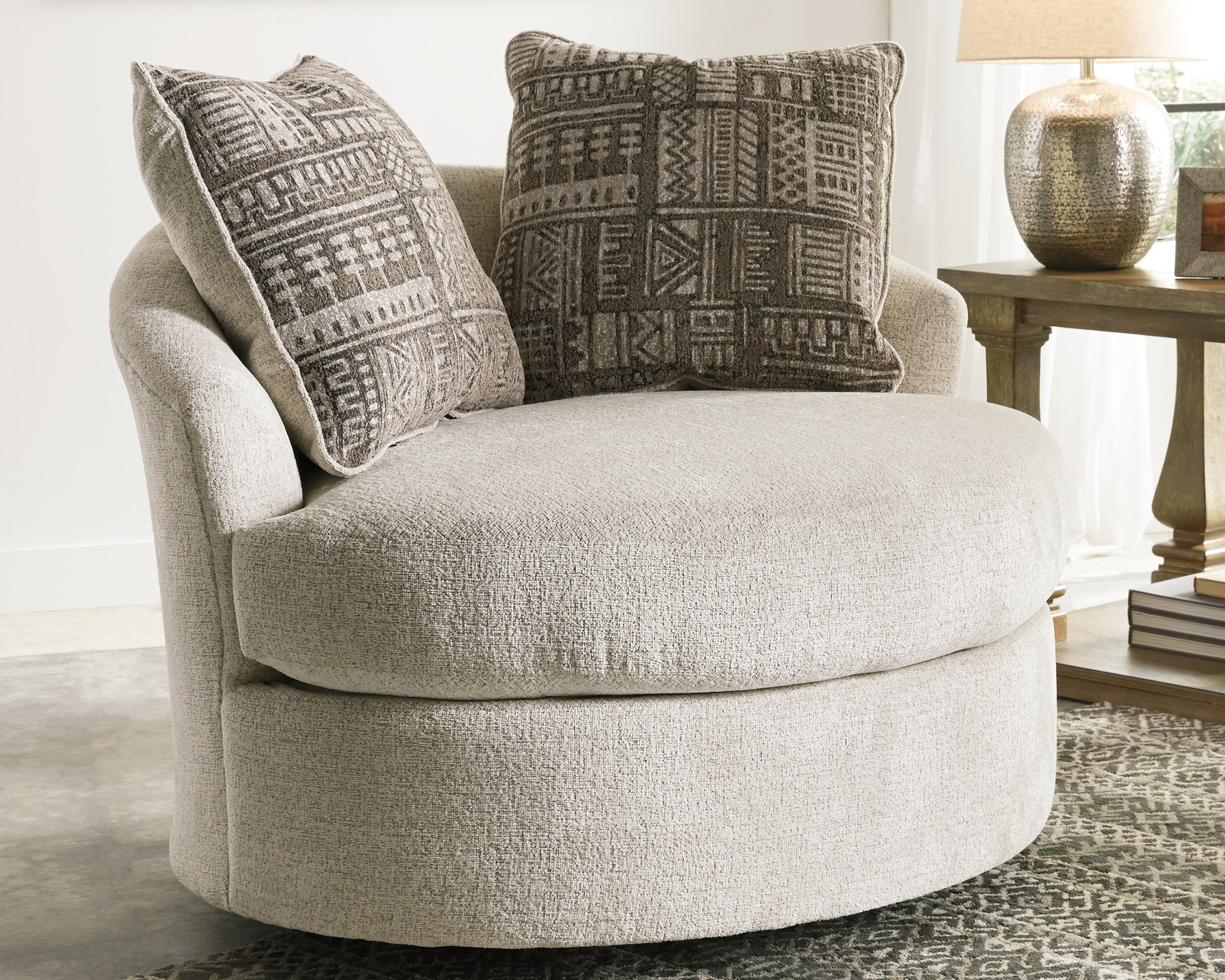 Elite Furniture Outlet - Ashley Furniture - Soletren Living Room - Swivel Accent Chair / Stone - 9510444