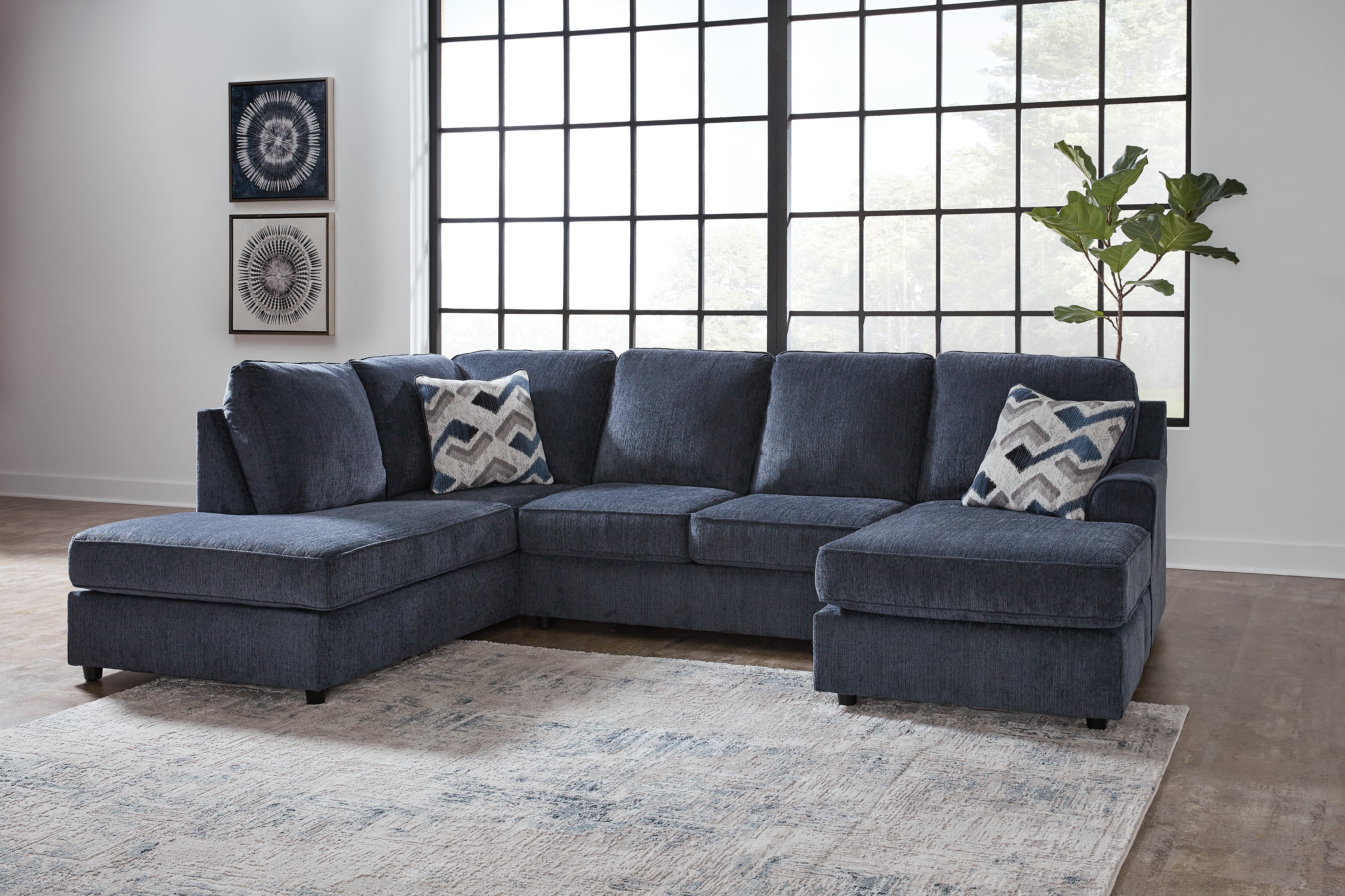 Elite Furniture Outlet - Ashley Furniture - Albar Place Sectional - RAF 2-Piece Sectional / Cobalt - 95302S2
