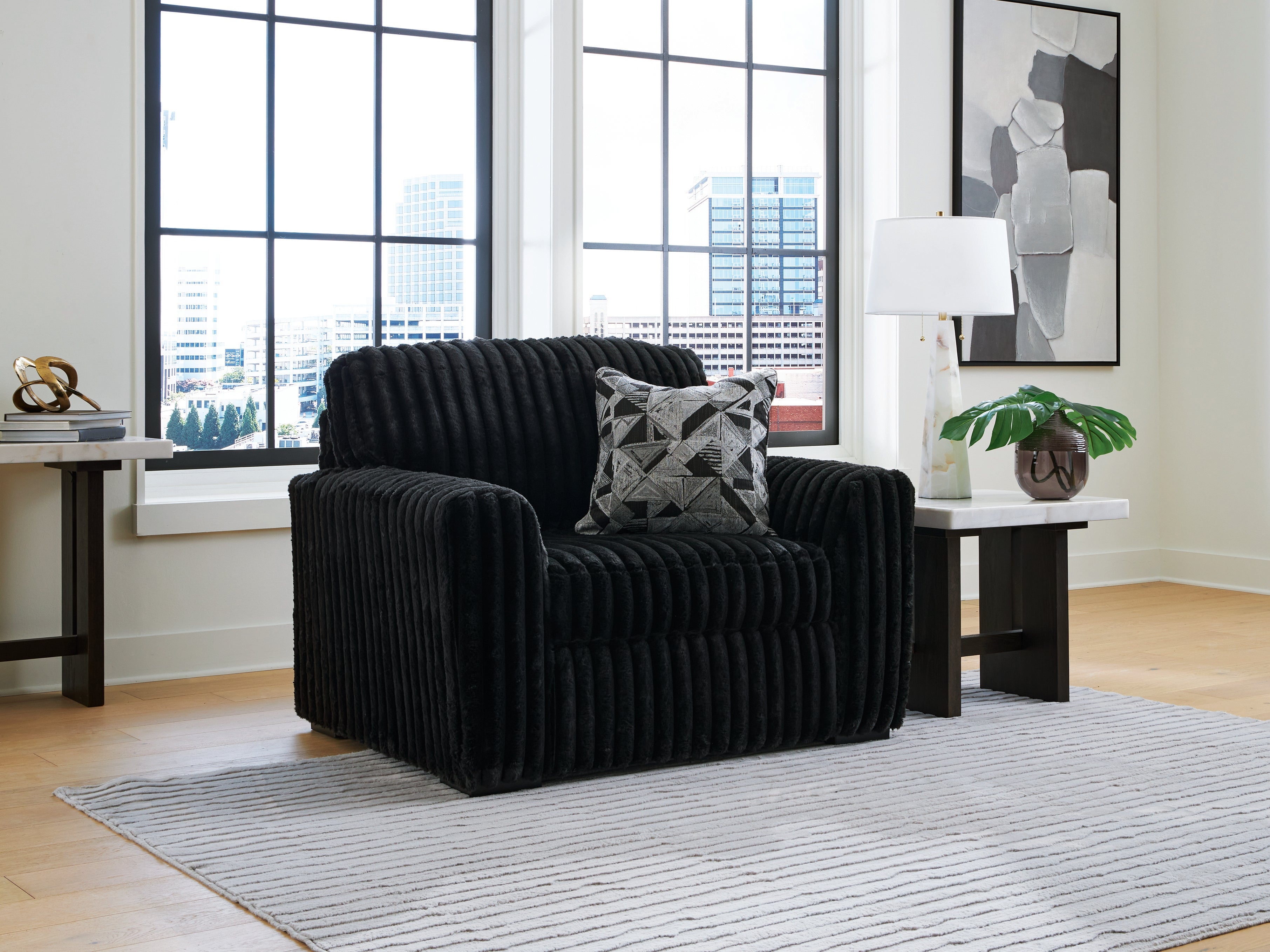 Elite Furniture Outlet - Ashley Furniture - Midnight-Madness Living Room - Chair and a Half / Onyx - 9810323