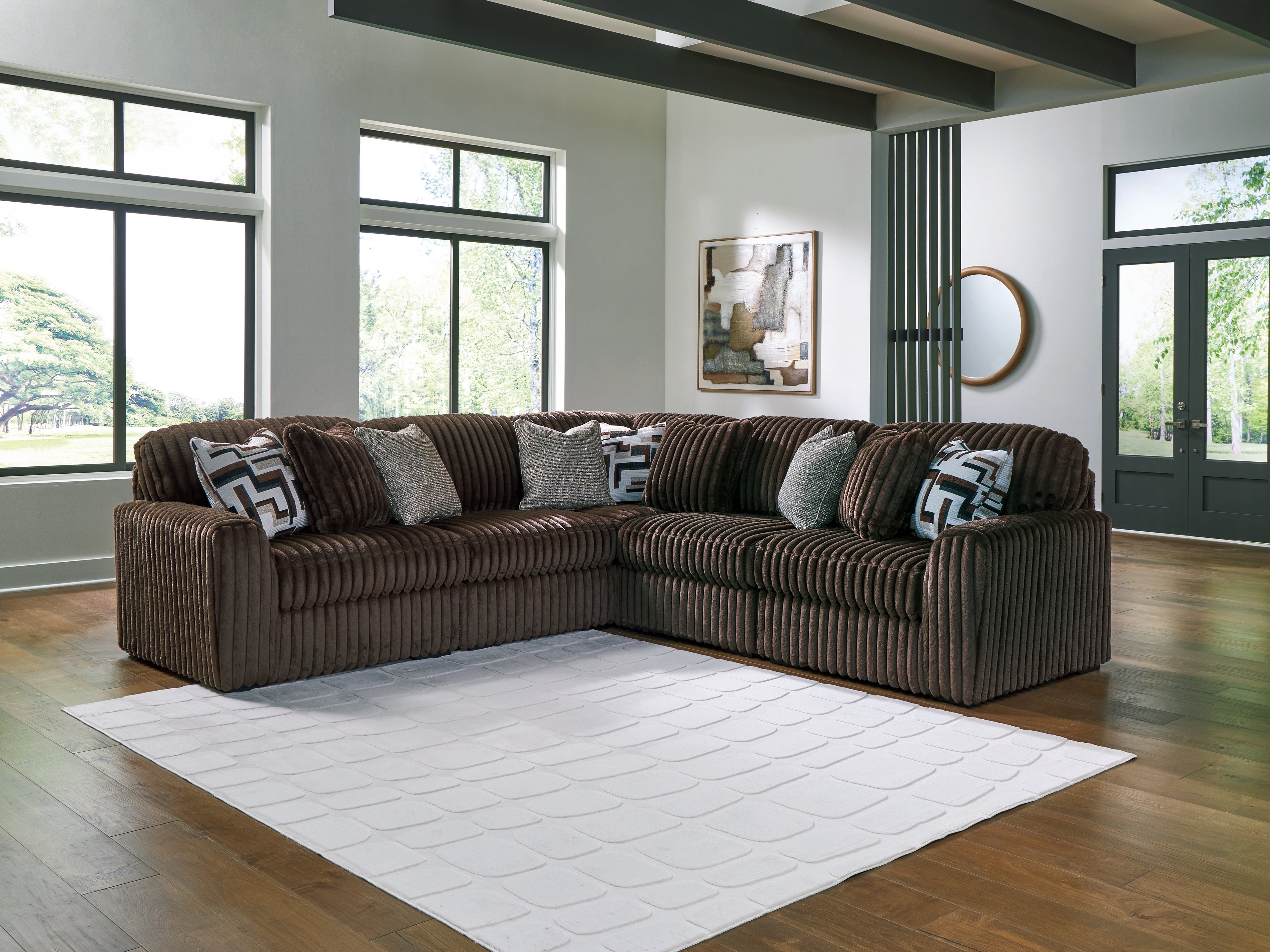 Elite Furniture Outlet - Ashley Furniture - Midnight-Madness Sectional - RAF 5-Piece Sectional / Chocolate - 98104S26