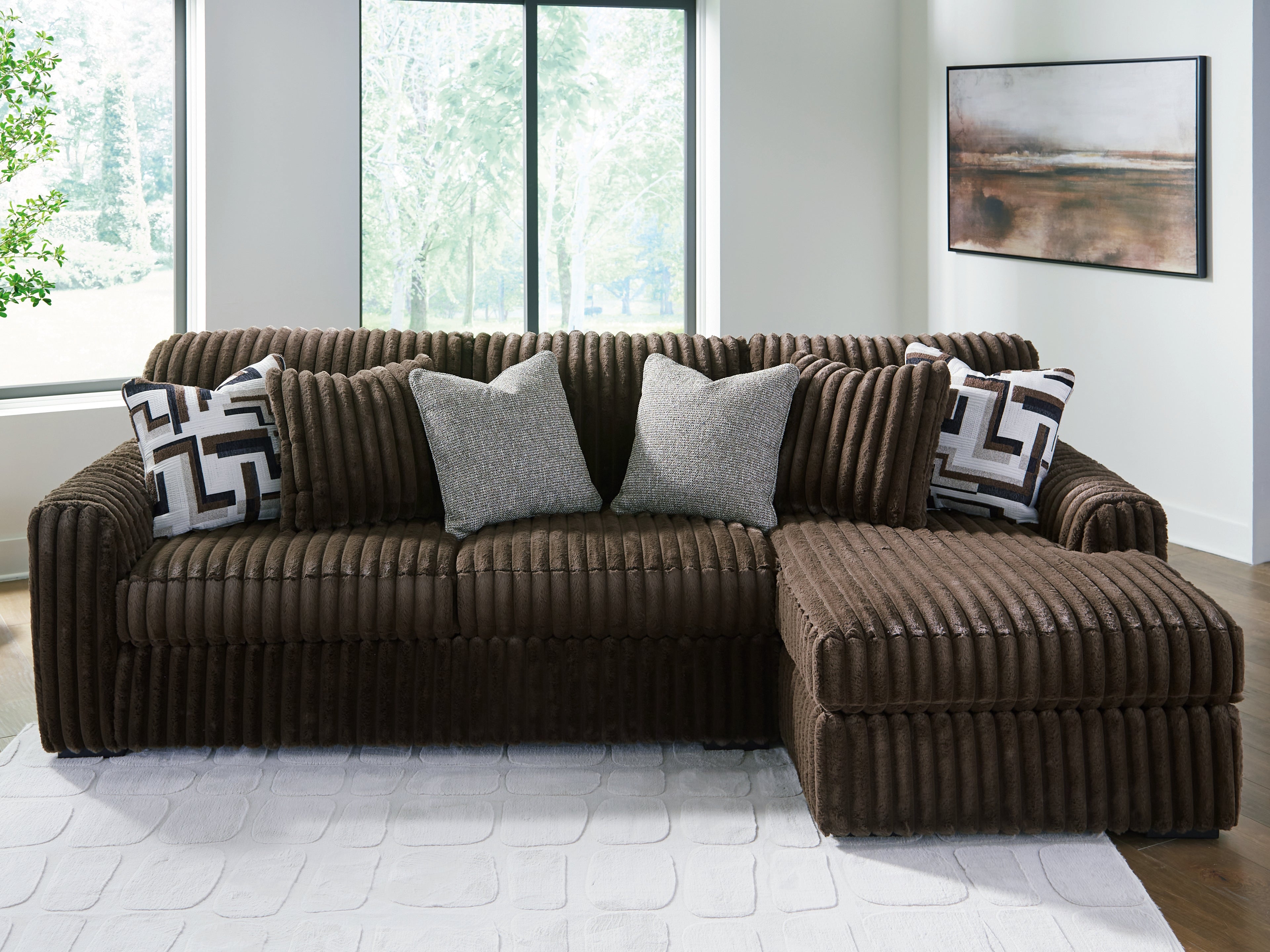 Elite Furniture Outlet - Ashley Furniture - Midnight-Madness Sectional - LAF 2-Piece Sectional Sofa with Chaise / Chocolate - 98104S2