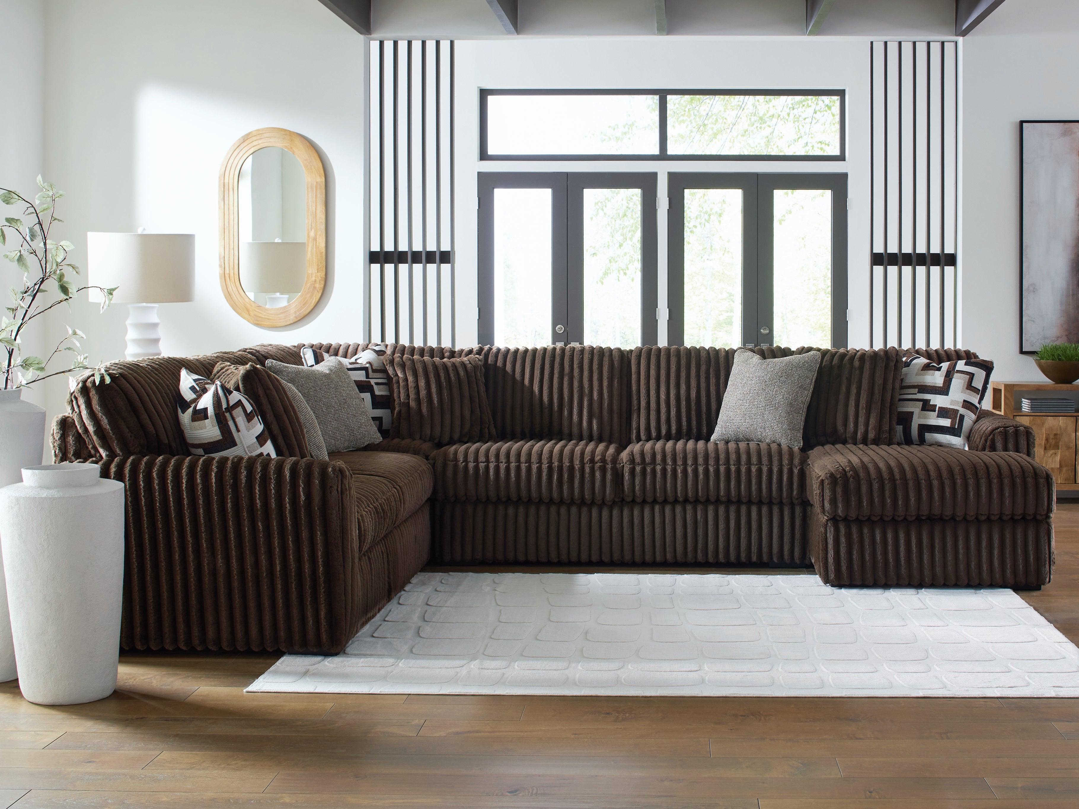 Elite Furniture Outlet - Ashley Furniture - Midnight-Madness Sectional - LAF 4-Piece Sectional with Chaise / Chocolate - 98104S3