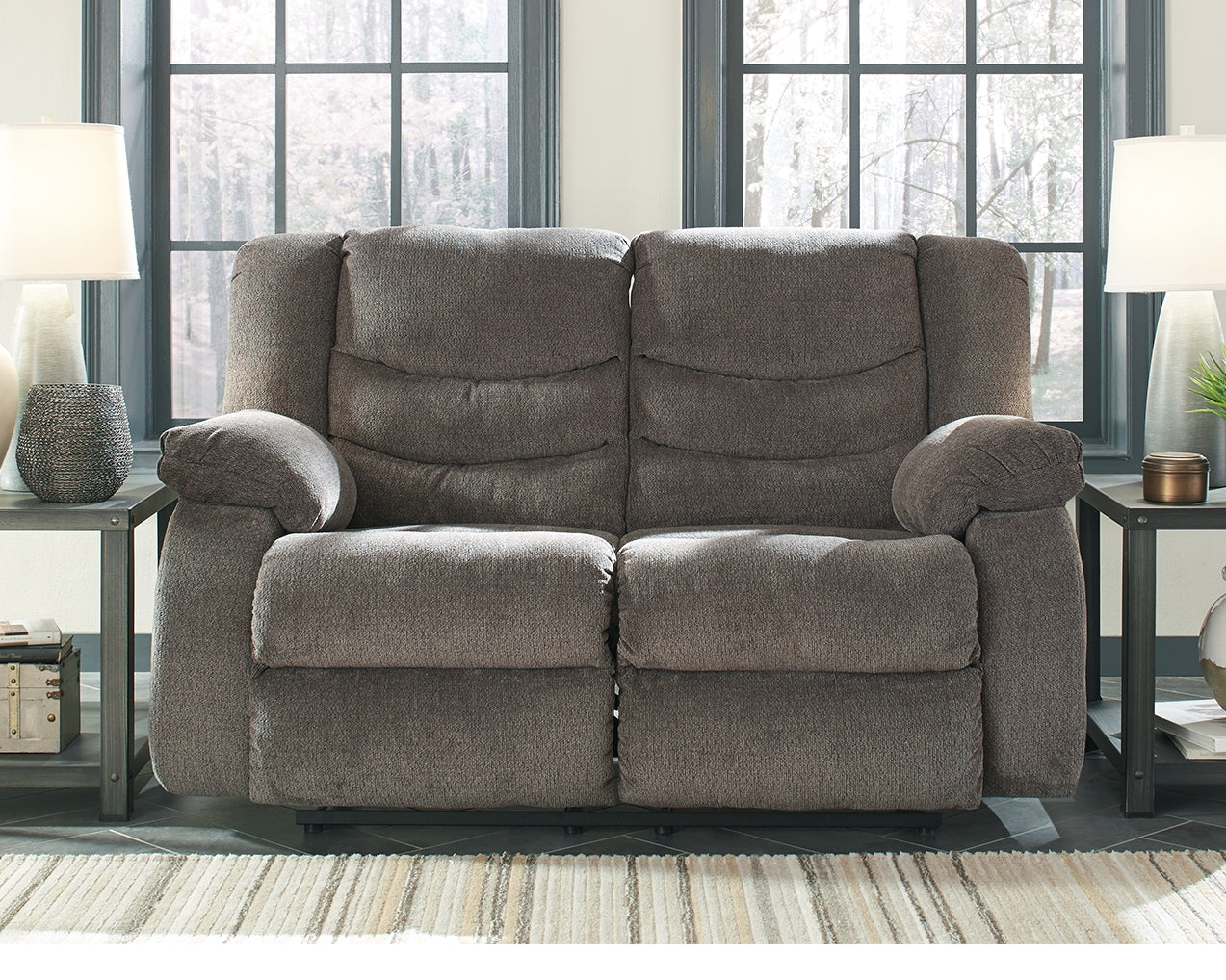Elite Furniture Outlet - Ashley Furniture - Tulen Living Room - Reclining Loveseat / Gray - 9860686